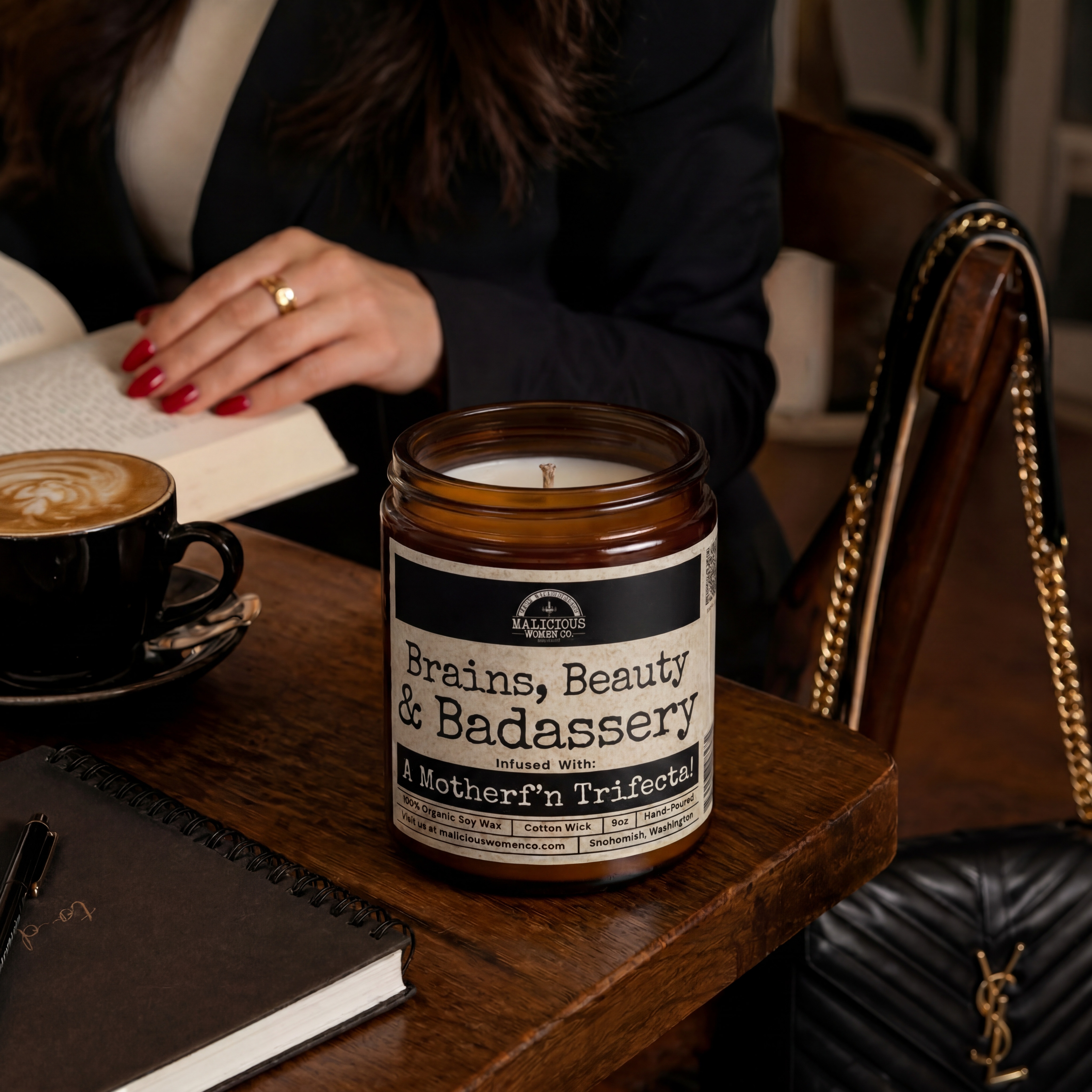 Brains Beauty Badassery | 9oz Funny Candle | Malicious Women Co