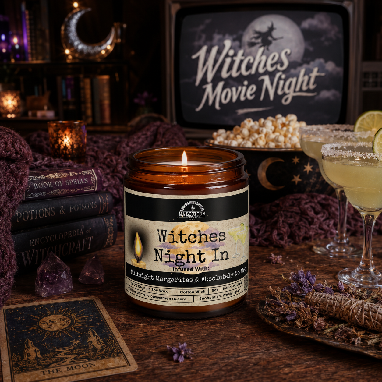 Witches Night In | Scent: Black Plum & Fig | 9oz Seasonal Candle | Malicious Women Co