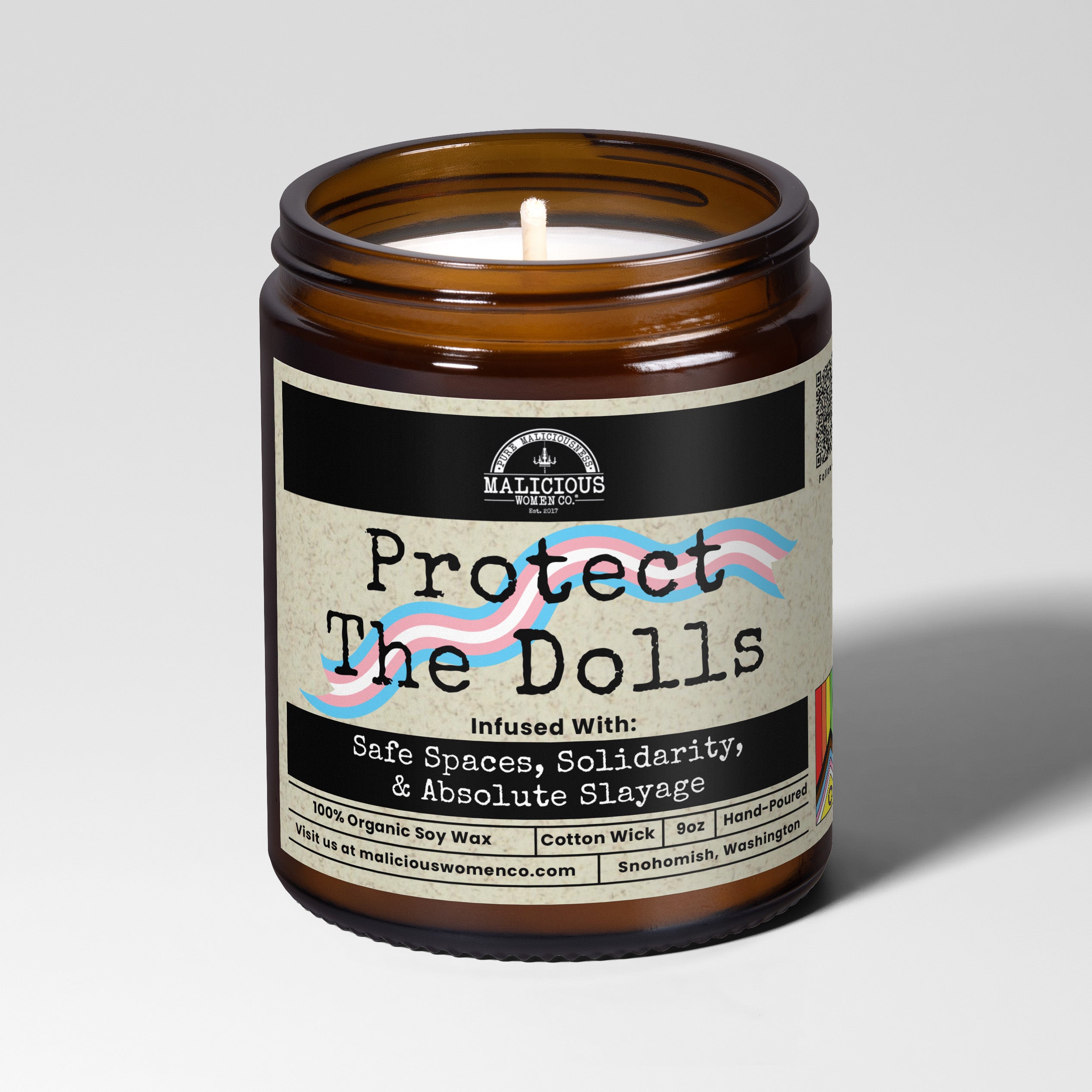 Protect The Dolls | 9oz Pride Candle | Malicious Women Co.