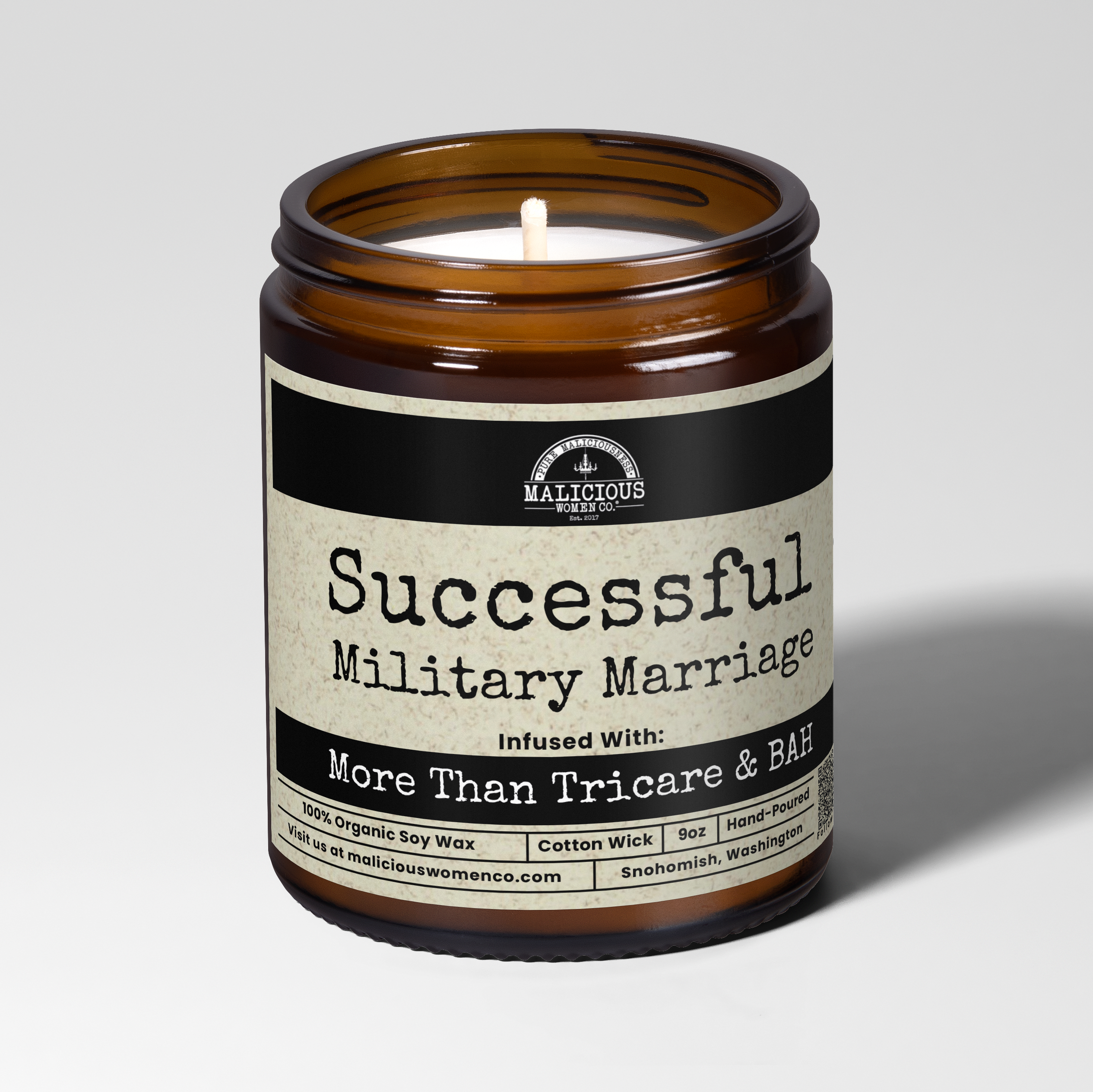 Successful Military Marriage | Scent: Water Lotus & Bergamot | 9oz Funny Candle | Malicious Women Co