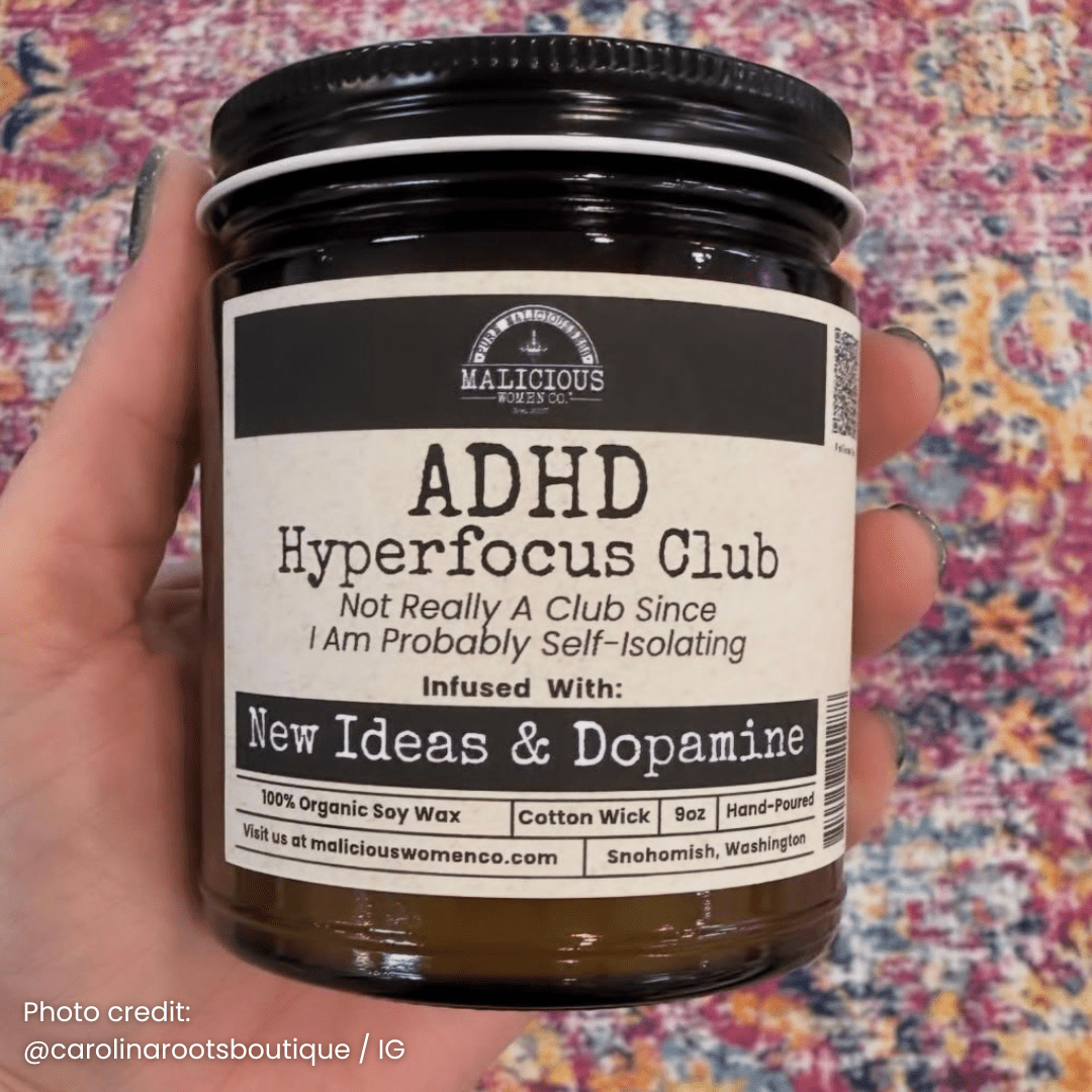 ADHD Hyperfocus Club 9oz Mental Health Candle Malicious Women Co - Malicious Women Co. - Candles