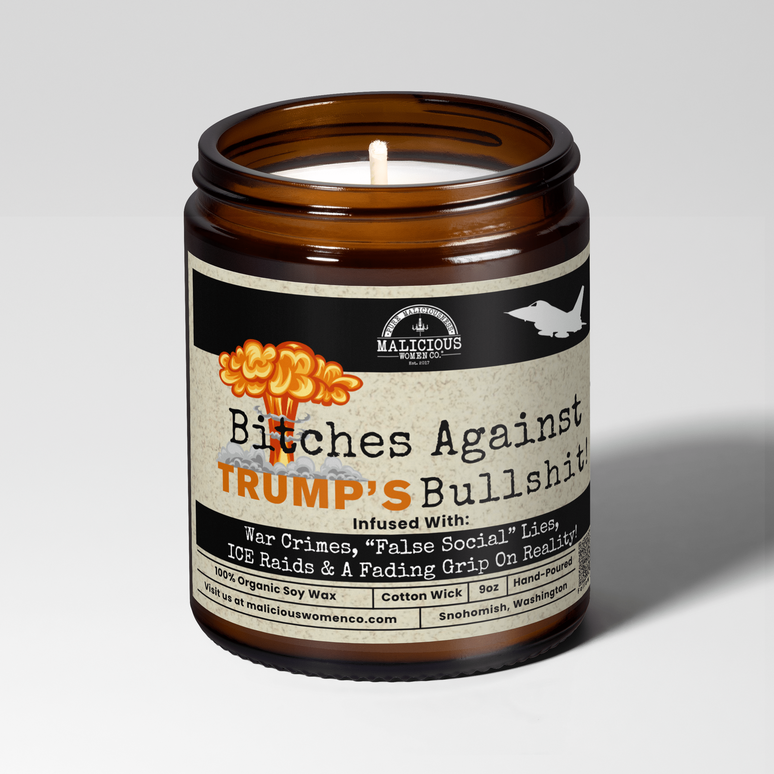 B*tches Against Trump's Bullsh*t | Scent: Exotic Hemp | 9oz Political Candle | Malicious Women Co - Malicious Women Co.-Candle