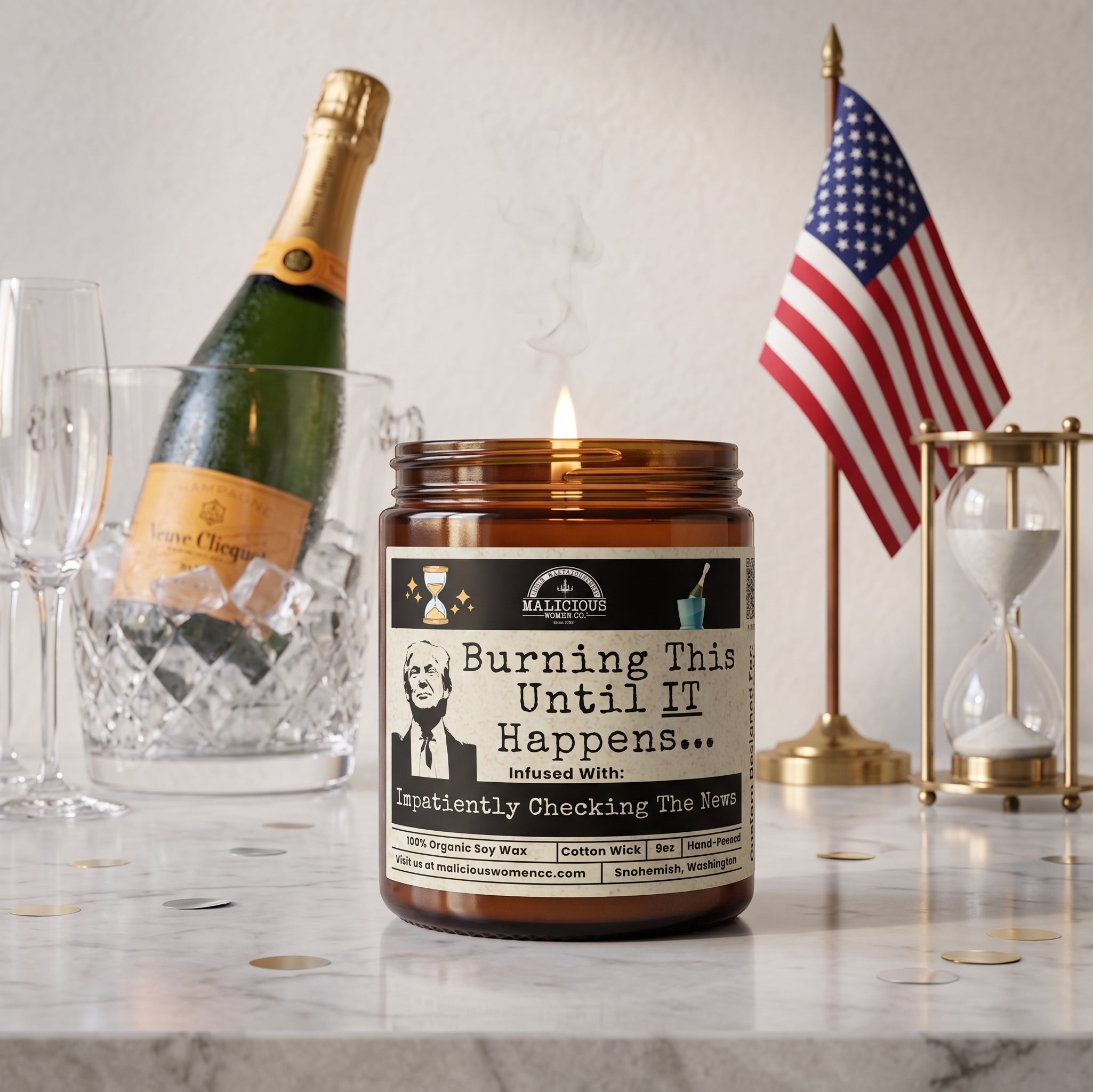 Burning This For Trump | Scent: Blood Orange | 9oz Funny Candle | Malicious Women Co - Malicious Women Co. -Candle
