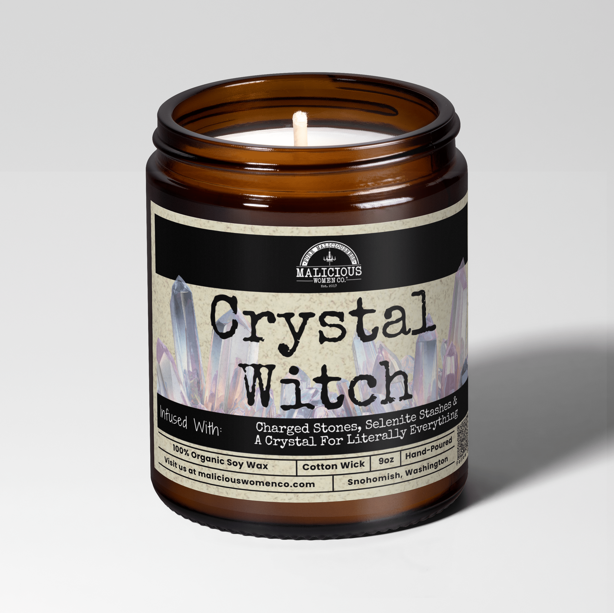 Crystal Witch | Scent: Black Plum & Fig | 9oz Witch Candle | Malicious Women Co - Malicious Women Co.-Candle
