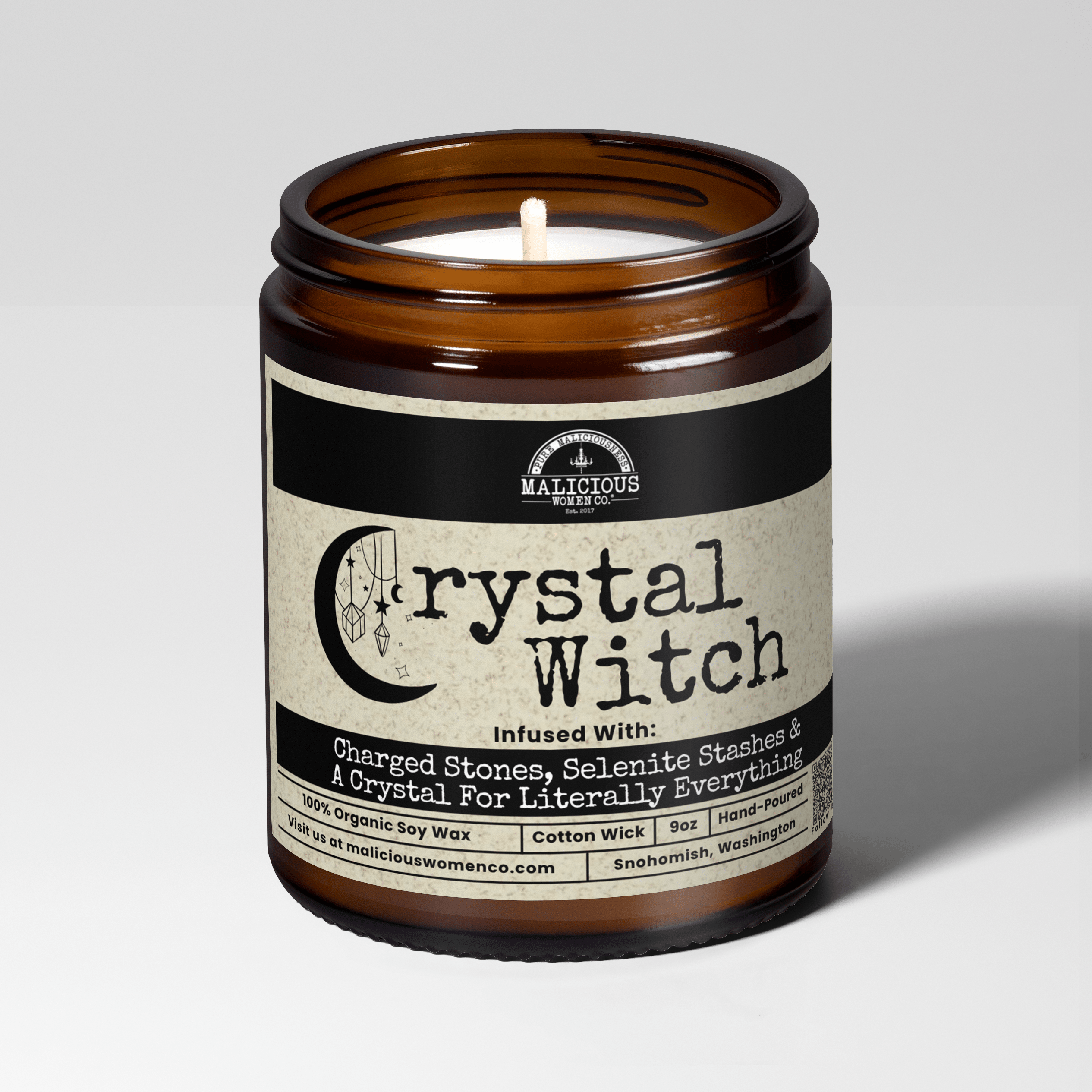 Crystal Witch | Scent: Black Plum & Fig | 9oz Witch Candle | Malicious Women Co - Malicious Women Co.-Candle