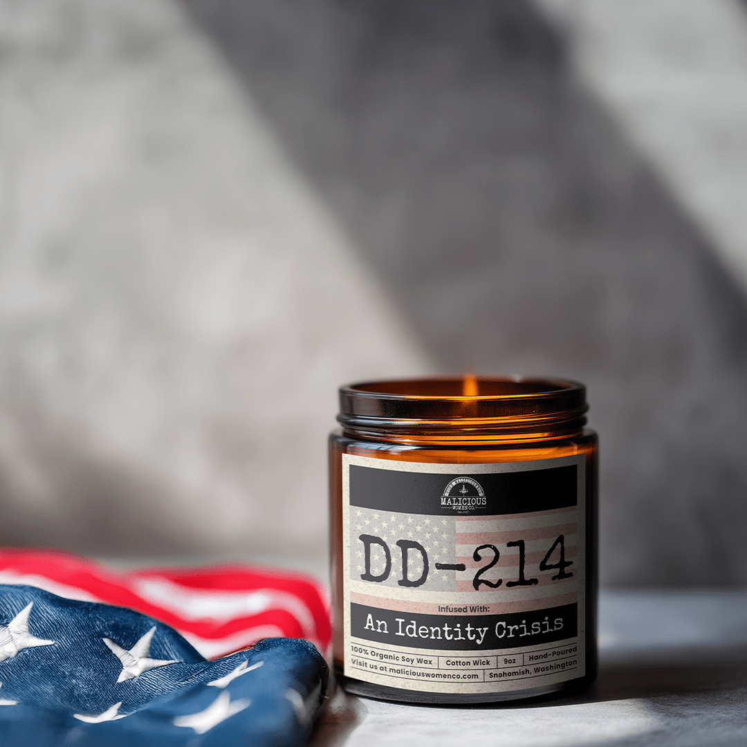 DD-214 | Scent: Oakmoss & Amber | 9oz Work Candle | Malicious Women Co - Malicious Women Co. -Candle