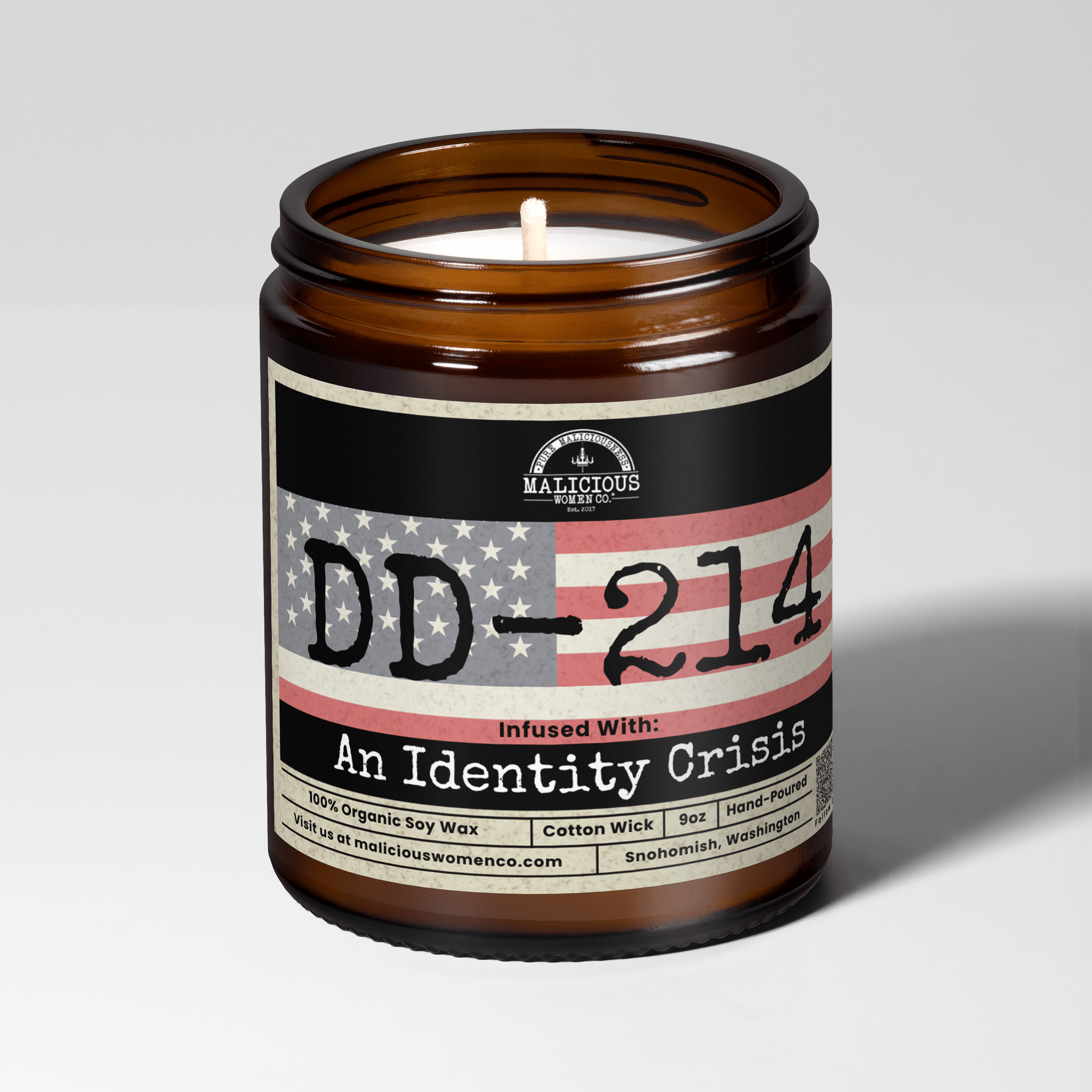 DD-214 | Scent: Oakmoss & Amber | 9oz Work Candle | Malicious Women Co - Malicious Women Co.-Candle