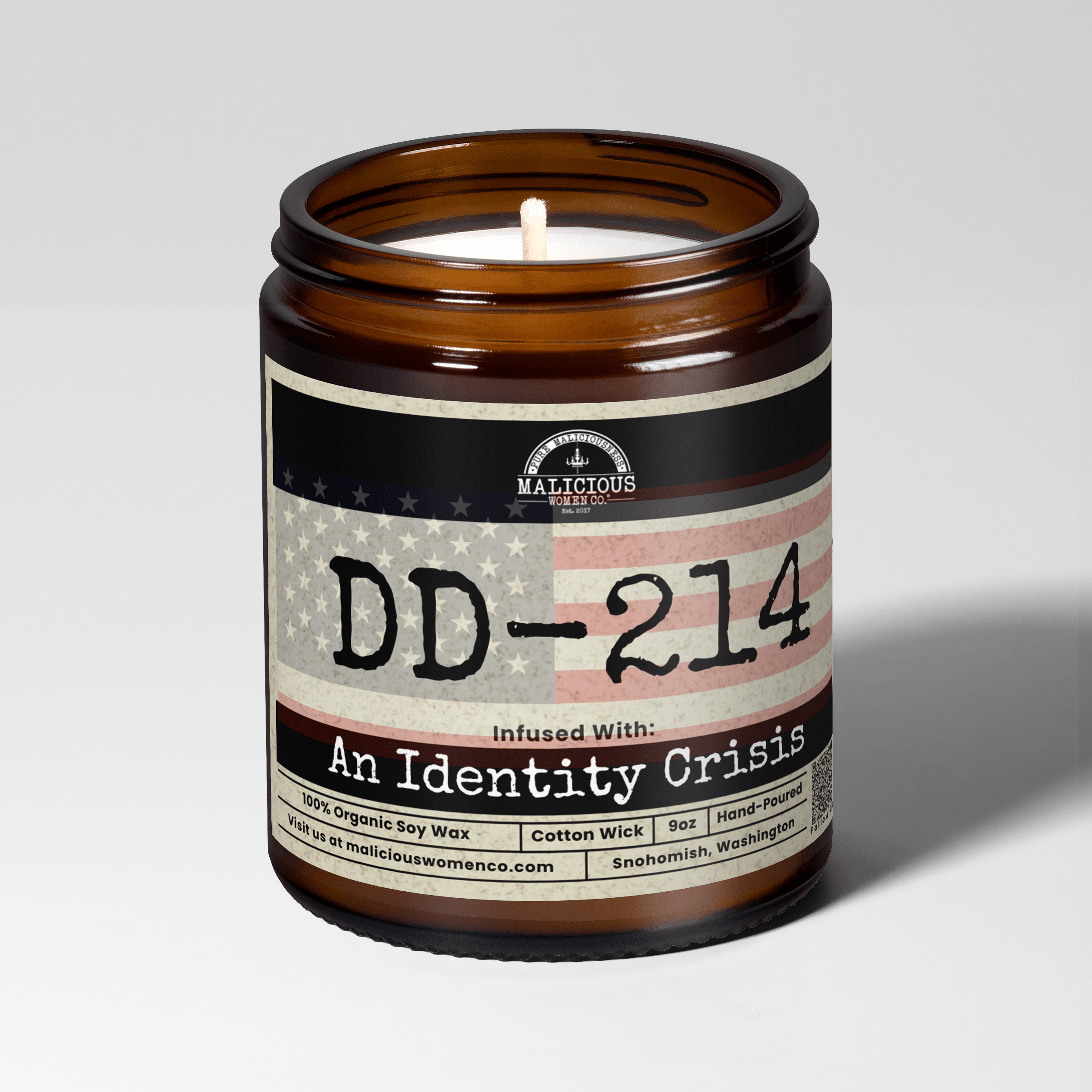 DD-214 | Scent: Oakmoss & Amber | 9oz Work Candle | Malicious Women Co - Malicious Women Co.-Candle