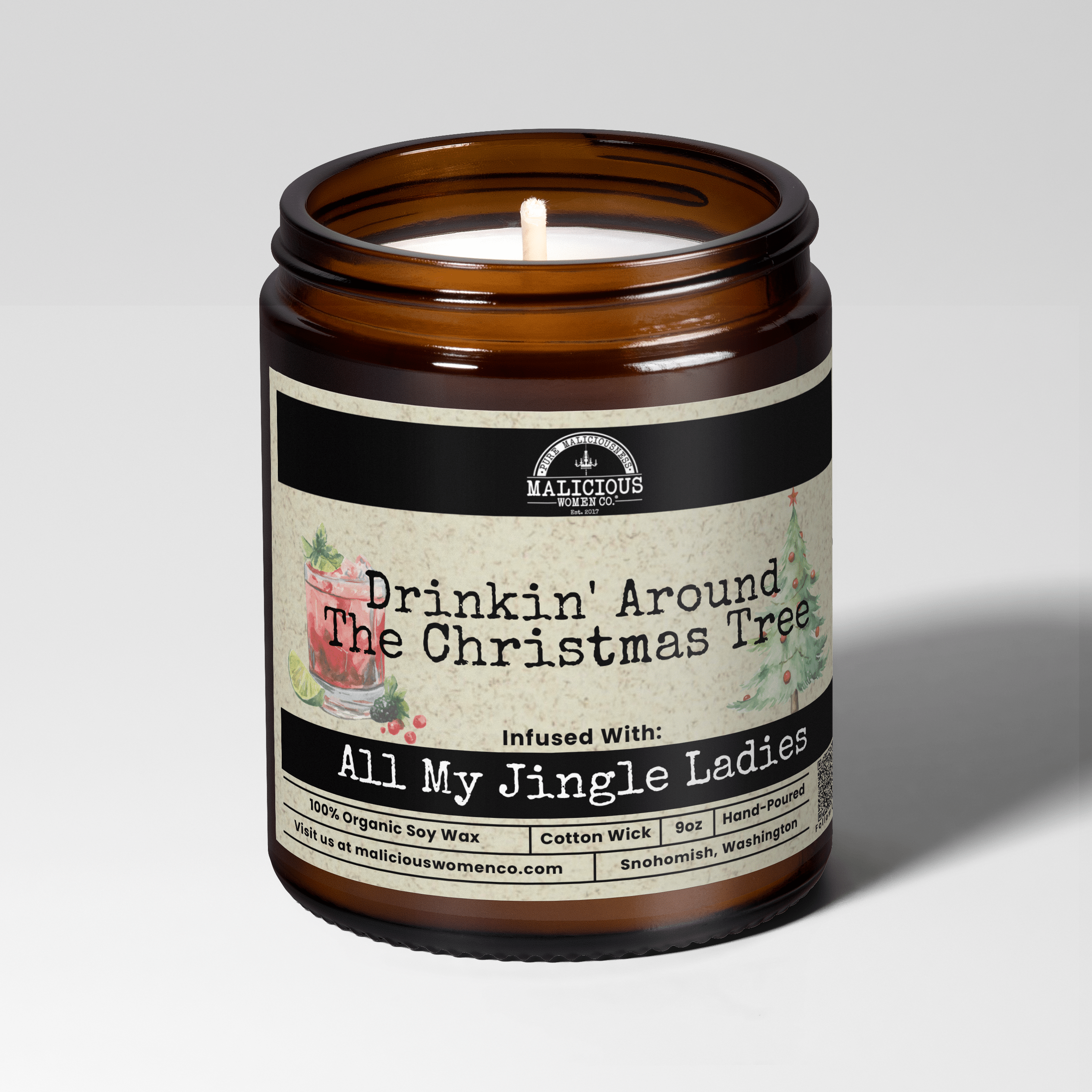 Drinkin' Around The Christmas Tree | 9oz Holiday Candle | Malicious Women Co. - Malicious Women Co.-Candle
