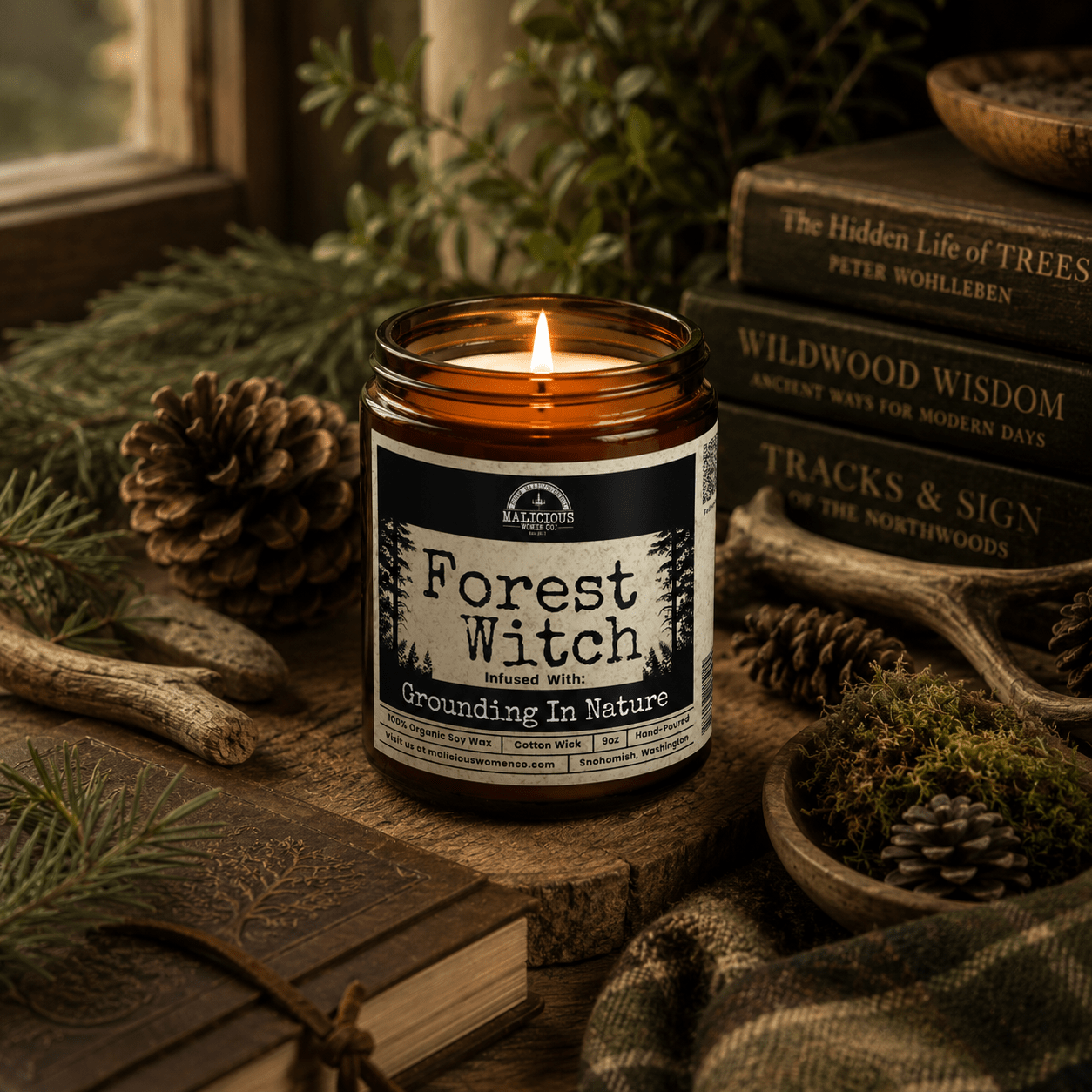 Forest Witch | Scent: Black Plum & Fig | 9oz Witch Candle | Malicious Women Co - Malicious Women Co. -Candle