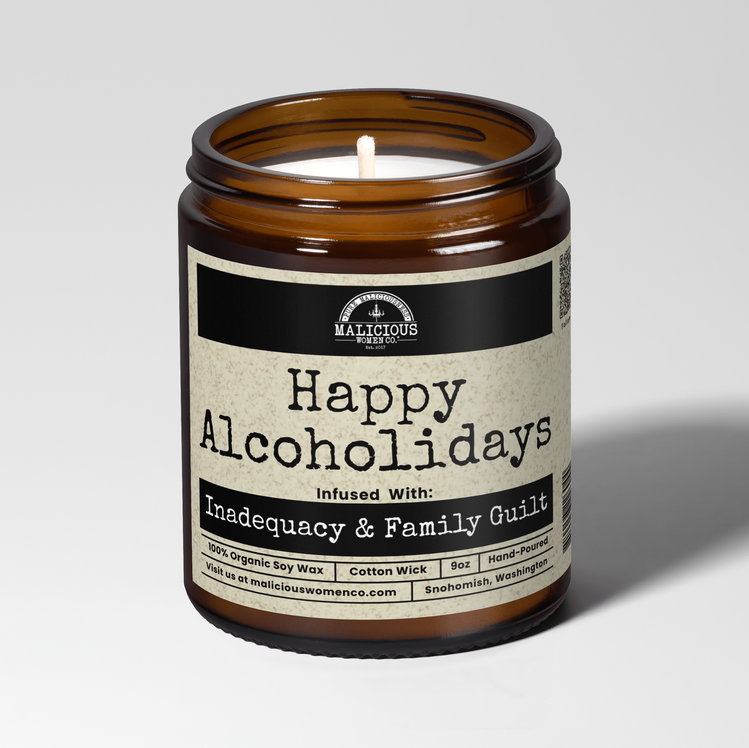 Happy Alcoholidays 9oz Winter Candle Malicious Women Co - Malicious Women Co. - Candles