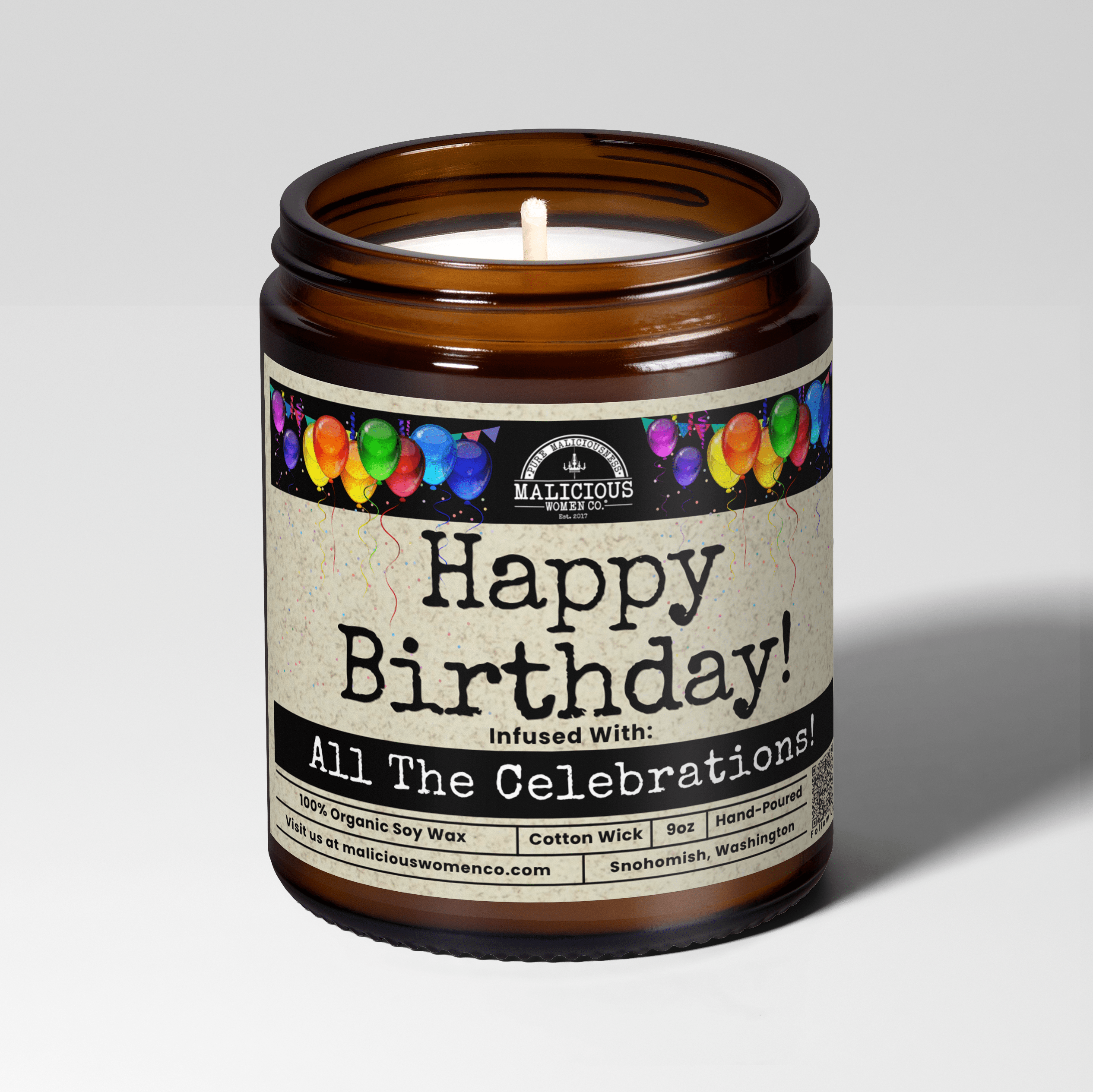 Happy Birthday | Scent: Grapefruit Negroni | 9oz Funny Candle | Malicious Women Co - Malicious Women Co.-Candle