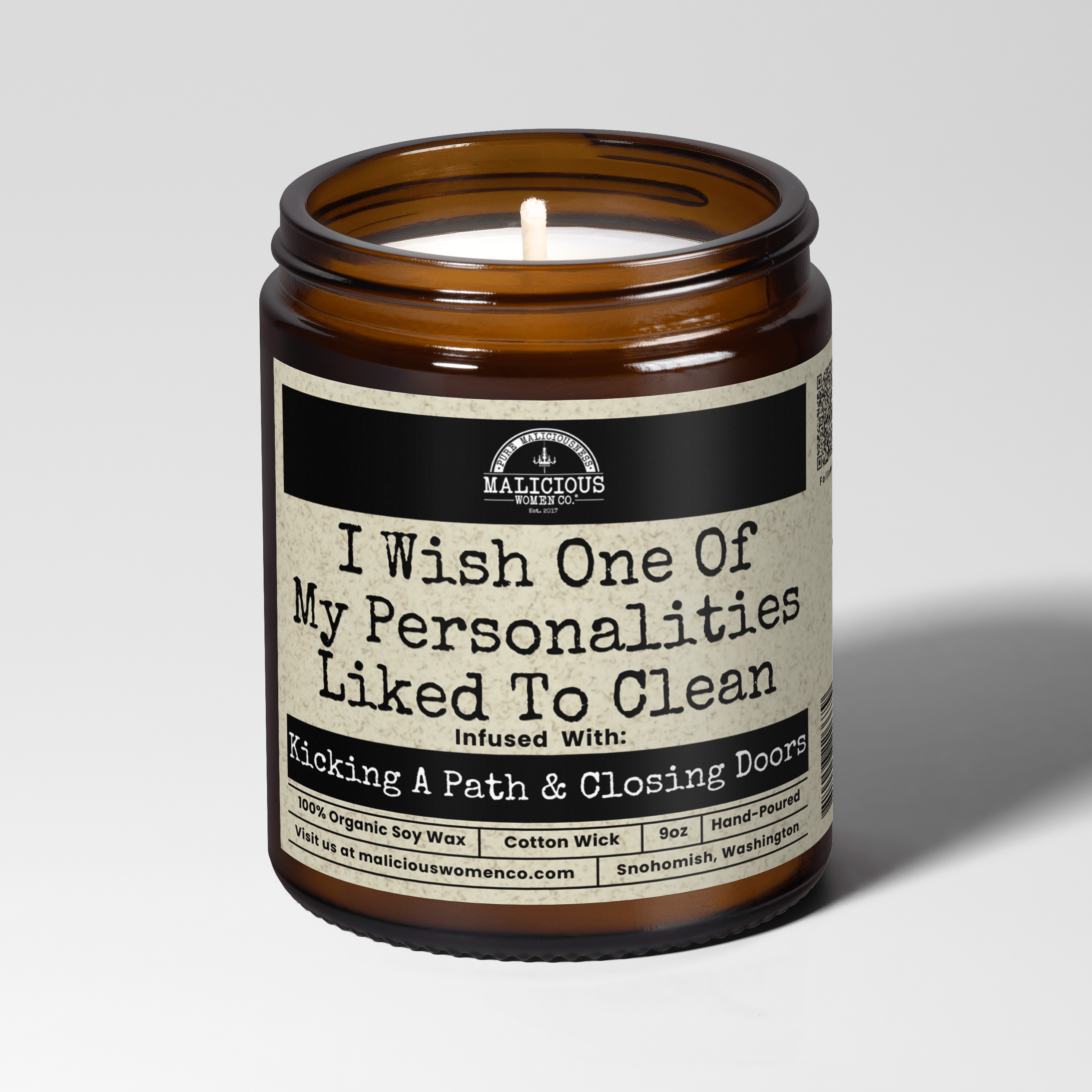 I Wish One Of My Personalities Liked To Clean 9oz Funny Candle Malicious Women Co - Malicious Women Co. - Candles