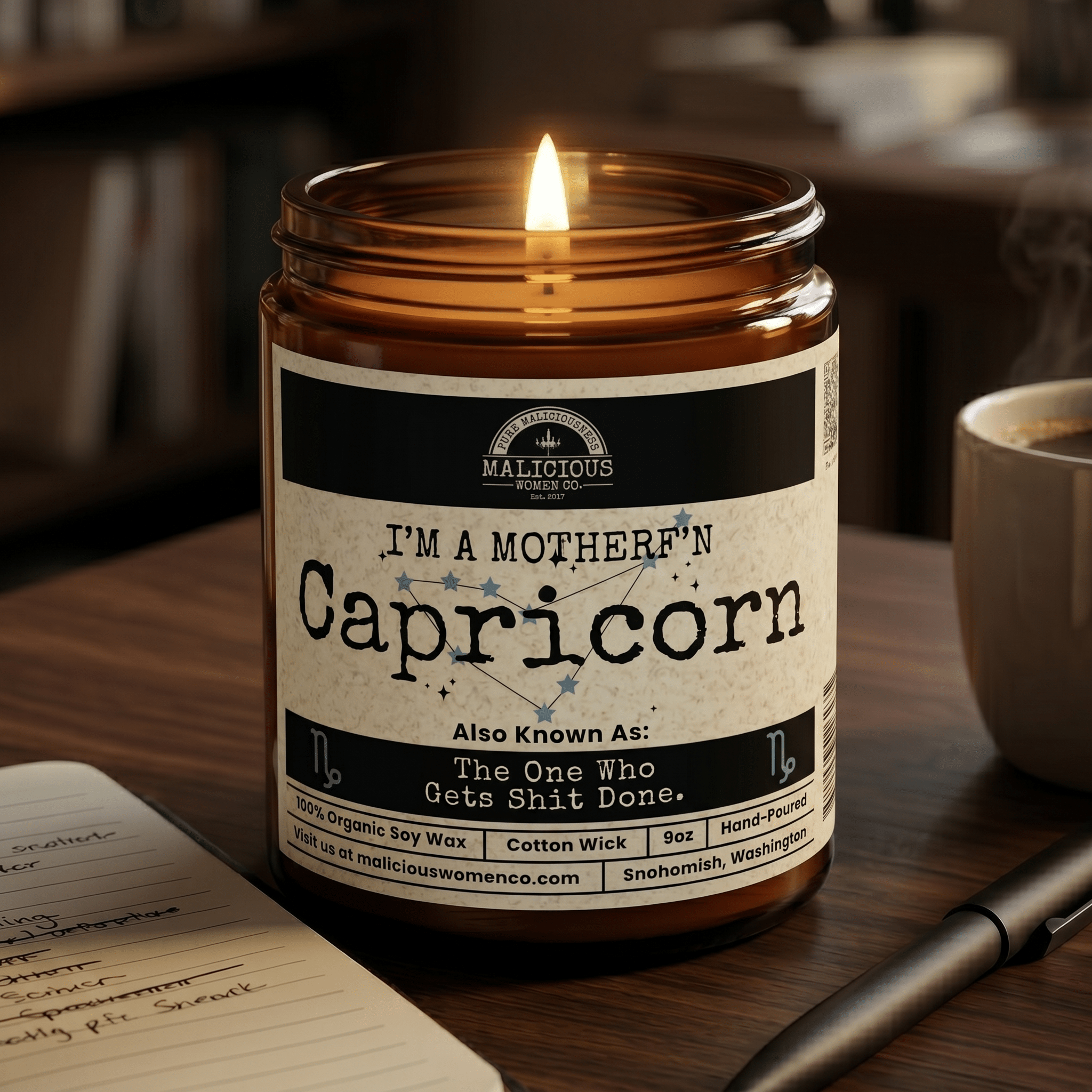 I'm a MotherF'n Capricorn (Dec 22-Jan 19) The Zodiac B*tch | Scent: Fresh Baked Bread | 9oz Zodiac Candle | Malicious Women Co - Malicious Women Co. -Candle