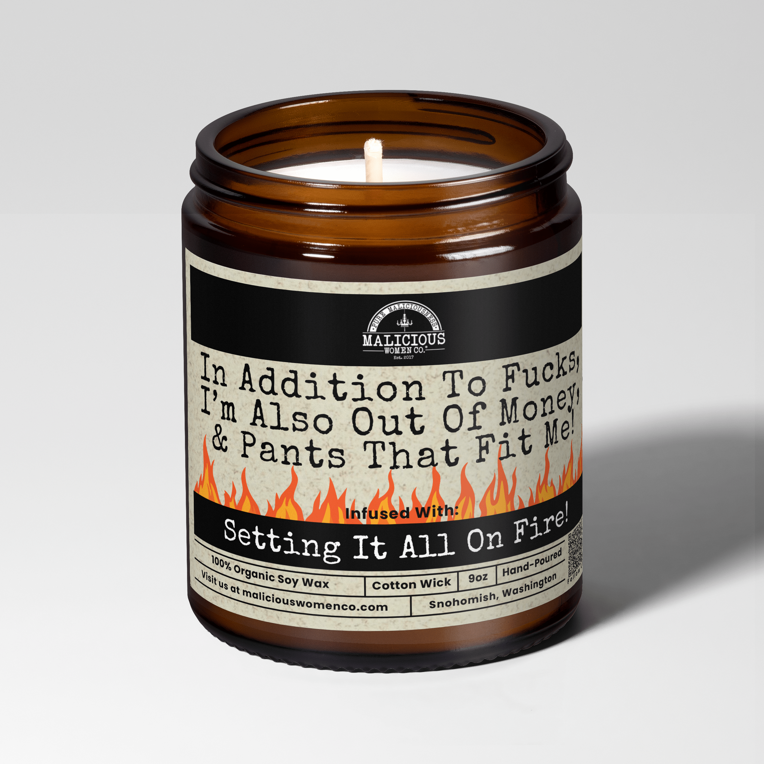 In Addition To F*cks | Scent: Exotic Hemp | 9oz Funny Candle | Malicious Women Co - Malicious Women Co.-Candle