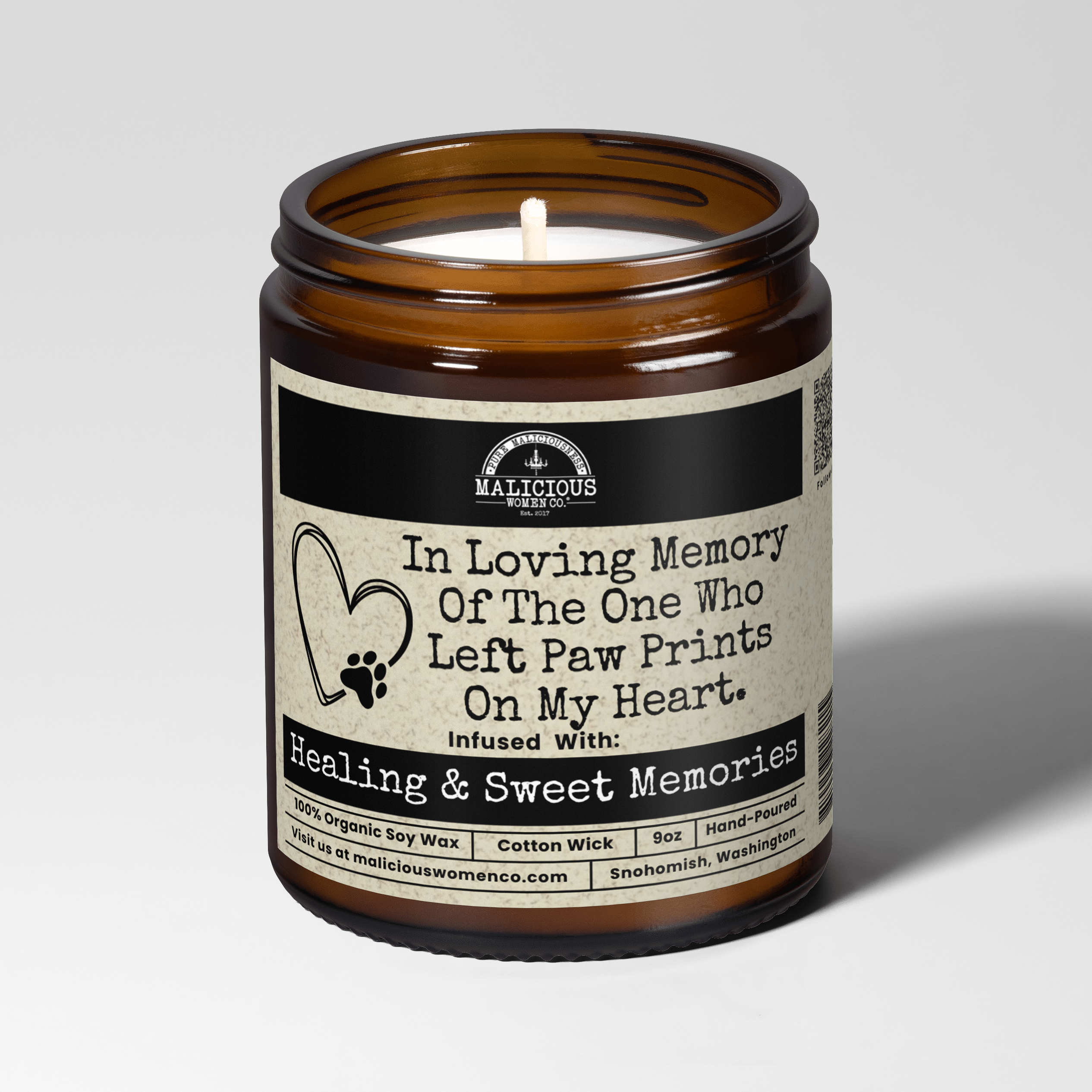 In Loving Memory Of The One Who Left Paw Prints On My Heart 9oz Family Candle Malicious Women Co - Malicious Women Co. - Candles