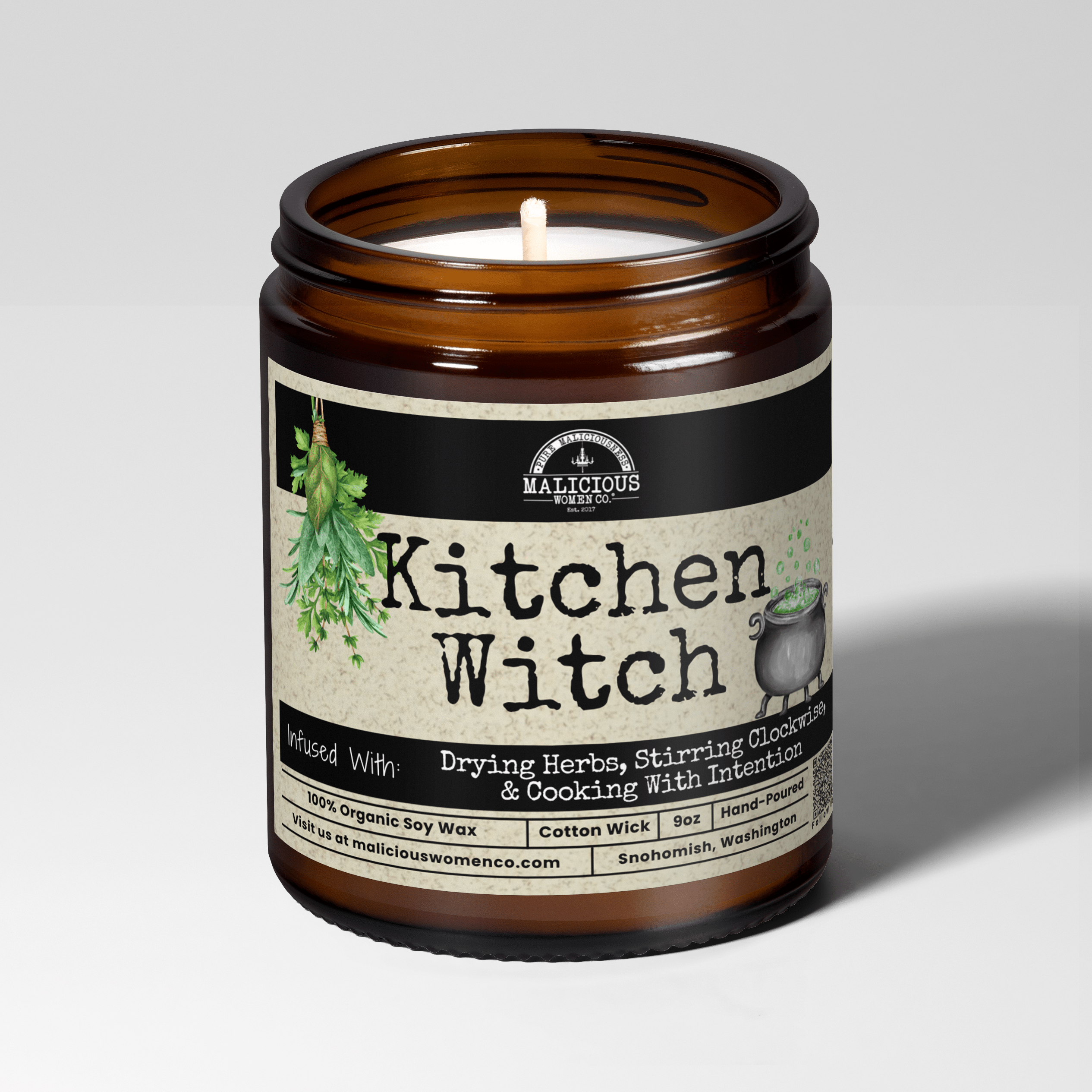 Kitchen Witch | Scent: Tomato & Basil | 9oz Witch Candle | Malicious Women Co - Malicious Women Co.-Candle