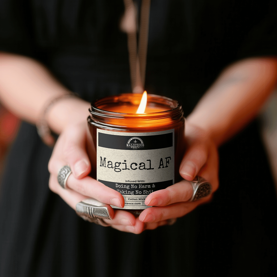 Magical Af | Scent: Exotic Hemp | 9oz Witch Candle | Malicious Women Co - Malicious Women Co. -Candle