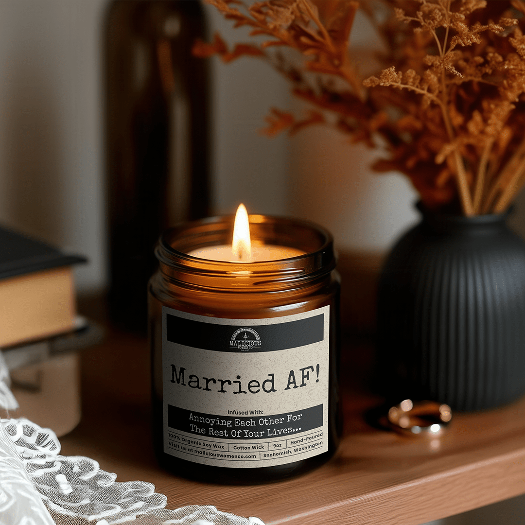 Married AF | Scent: Butter Pecan Crunch | 9oz Family Candle | Malicious Women Co - Malicious Women Co. -Candle