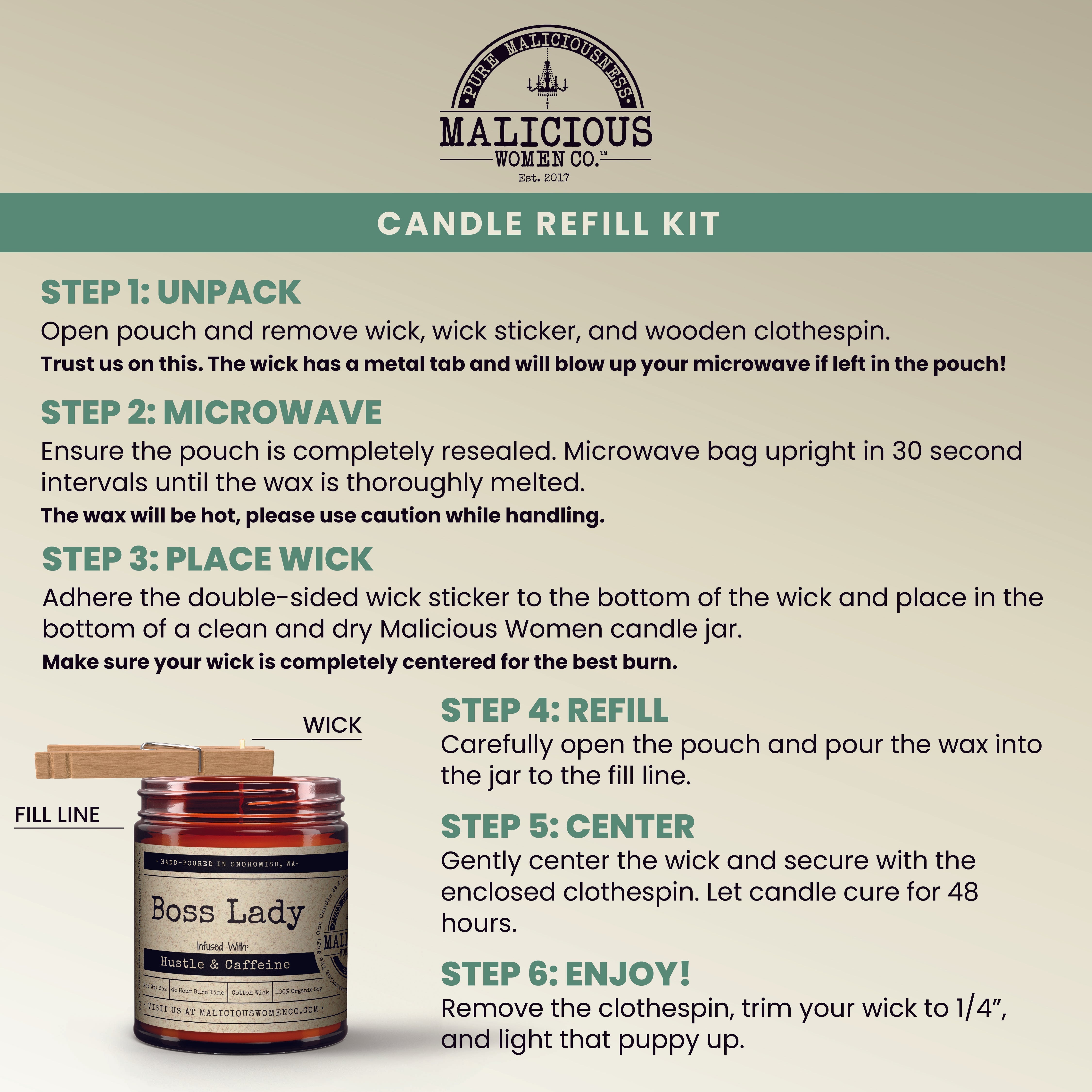 Melt -N- Pour Candle Refill Kit - Malicious Women Co. -Refill Kit
