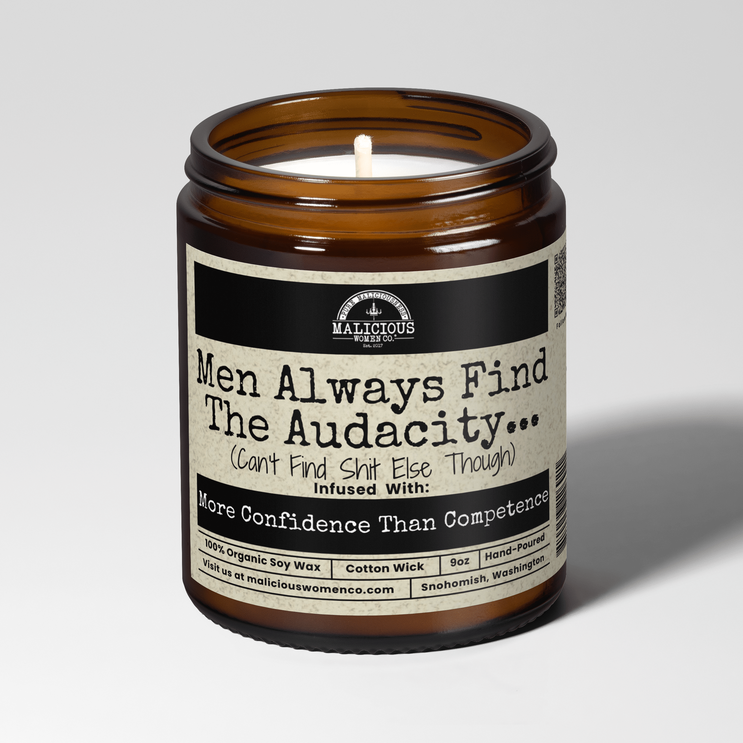 Men Always Find The Audacity | Scent: Exotic Hemp | 9oz Bestie Candle | Malicious Women Co - Malicious Women Co. -Candle