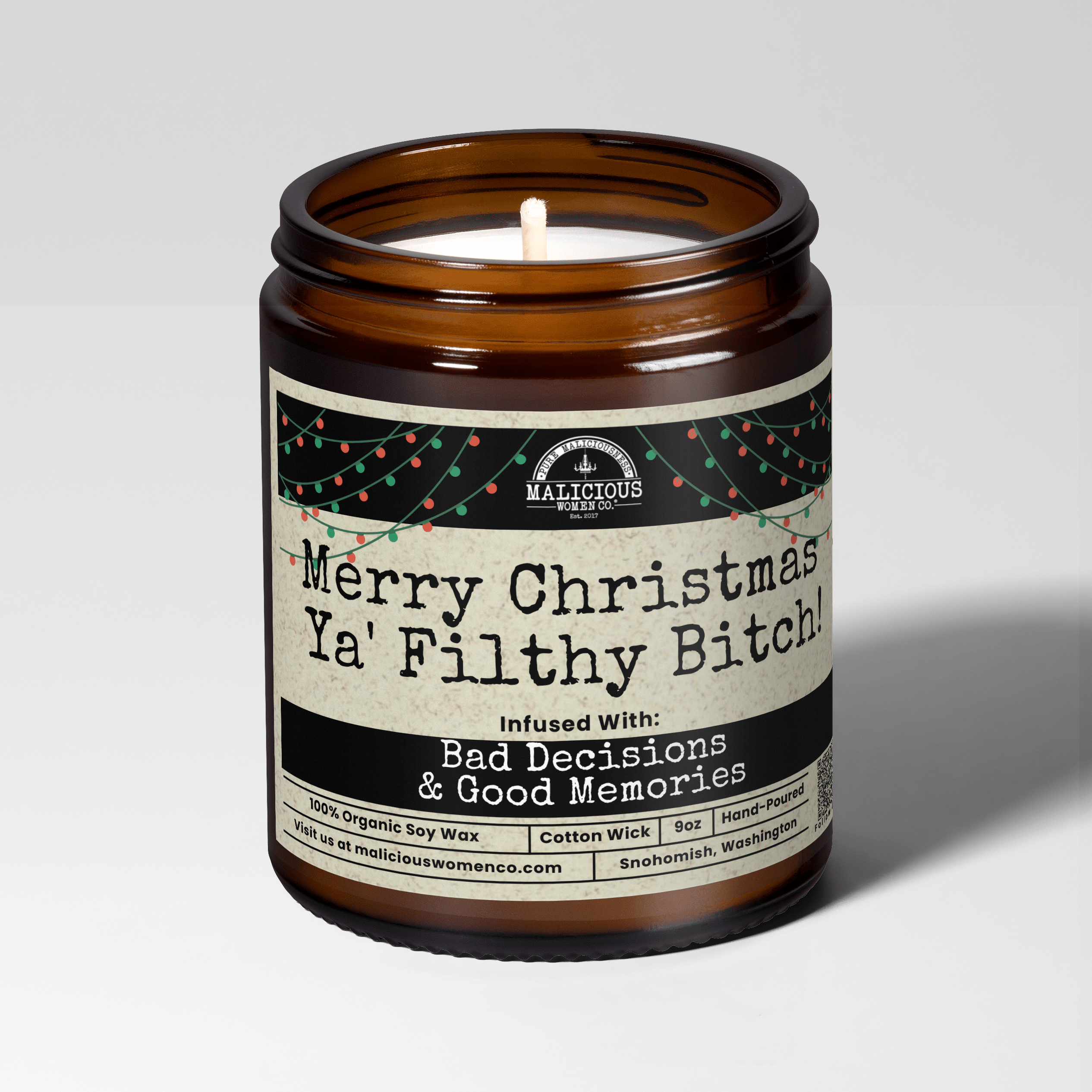 Merry Christmas Ya' Filthy Bitch! | 9oz Holiday Candle | Malicious Women Co. - Malicious Women Co.-Candle