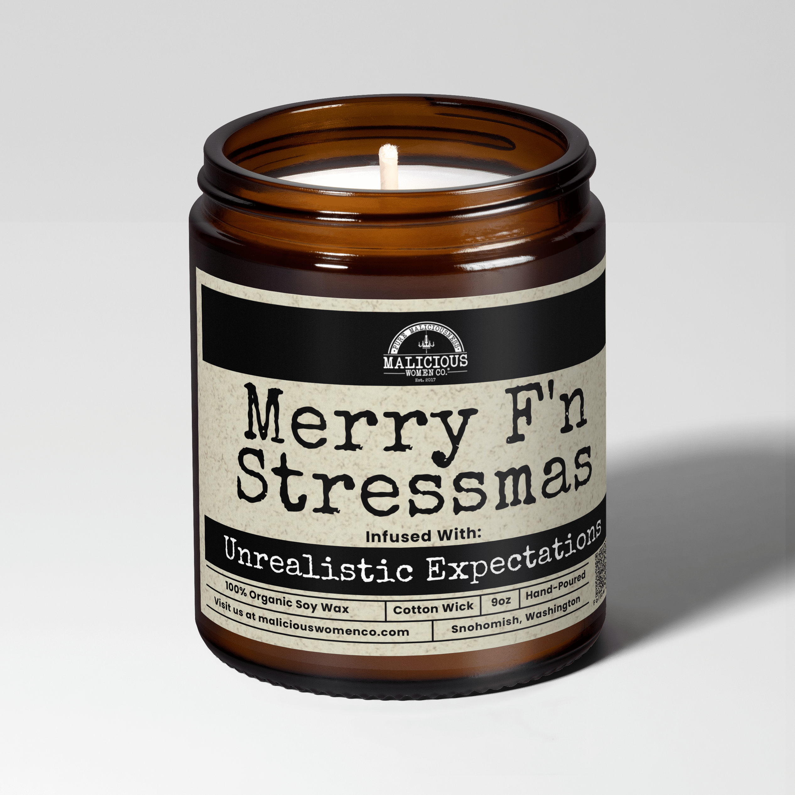 Merry F'n Stressmas | 9oz Holiday Candle | Malicious Women Co. - Malicious Women Co.-Candle