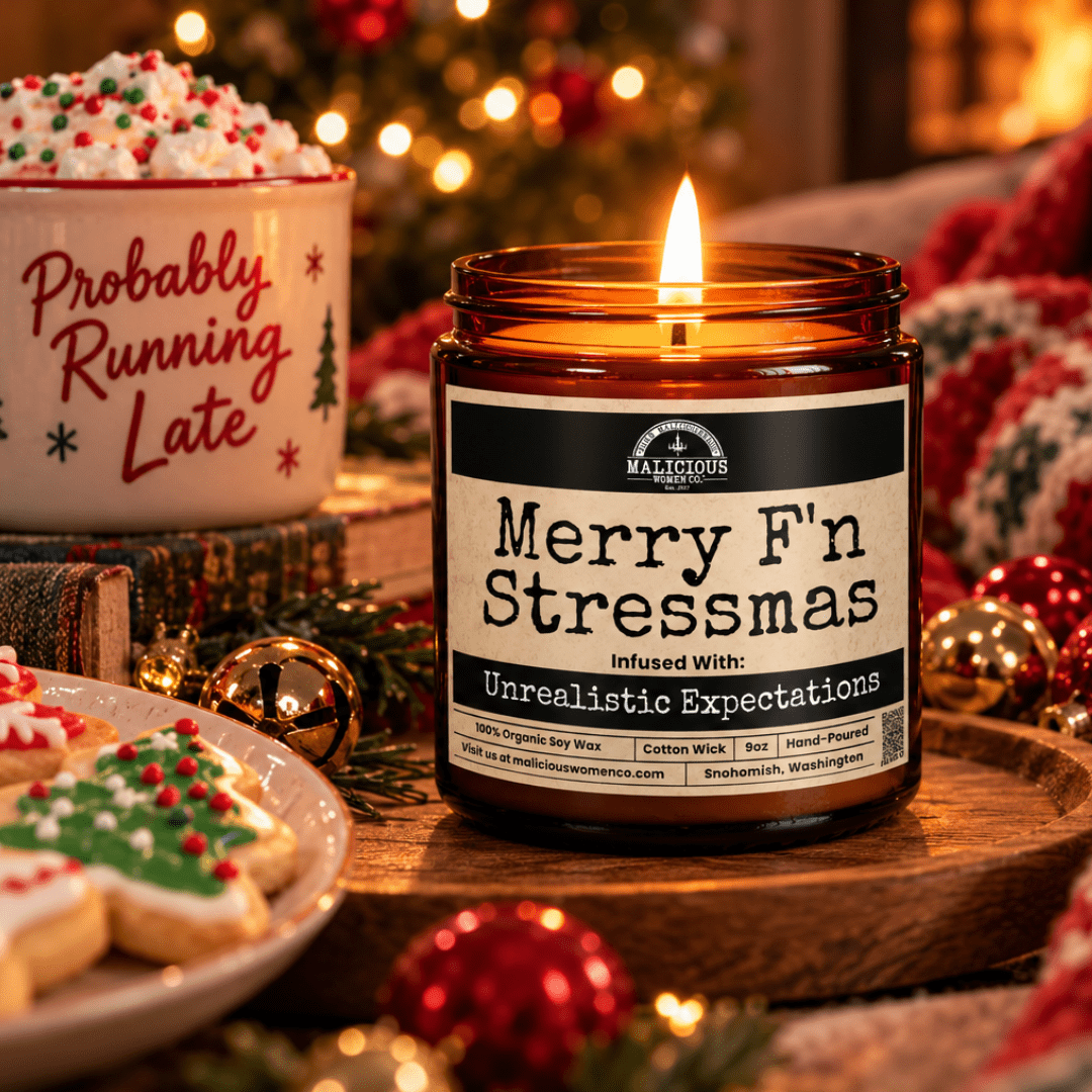 Merry F'n Stressmas | 9oz Holiday Candle | Malicious Women Co. - Malicious Women Co.-Candle