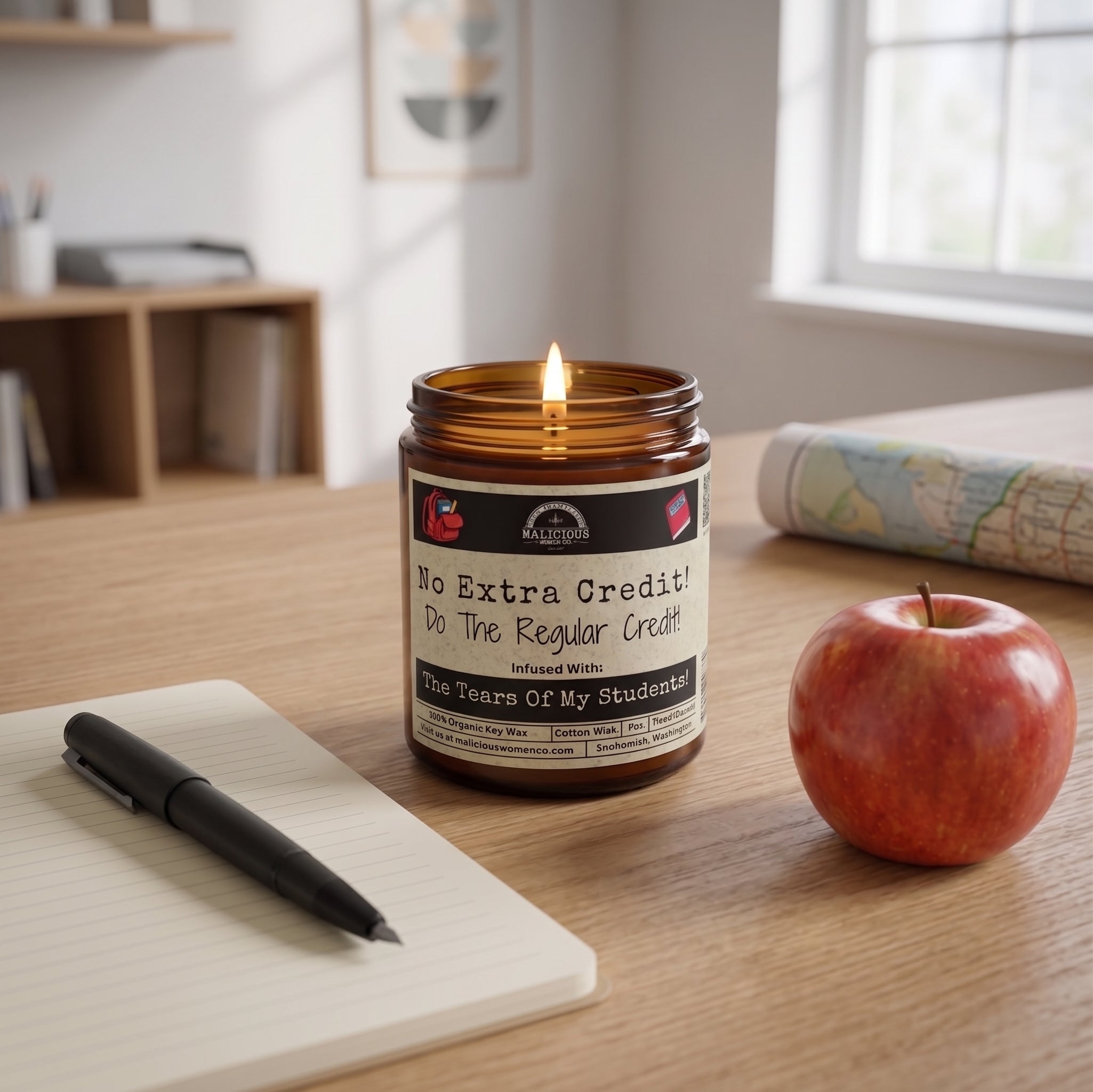 No Extra Credit | Scent: Jasmine & Eucalyptus | 9oz Funny Candle | Malicious Women Co - Malicious Women Co. -Candle