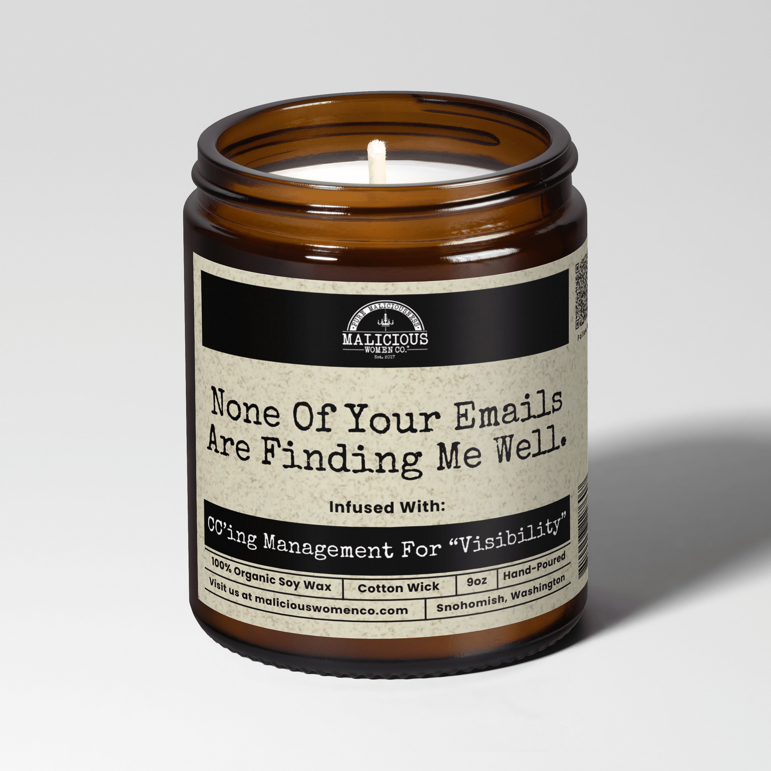 None Of Your Emails Are Finding Me Well | Scent: Vanilla Crumbcake | 9oz Work Candle | Malicious Women Co - Malicious Women Co. -Candle