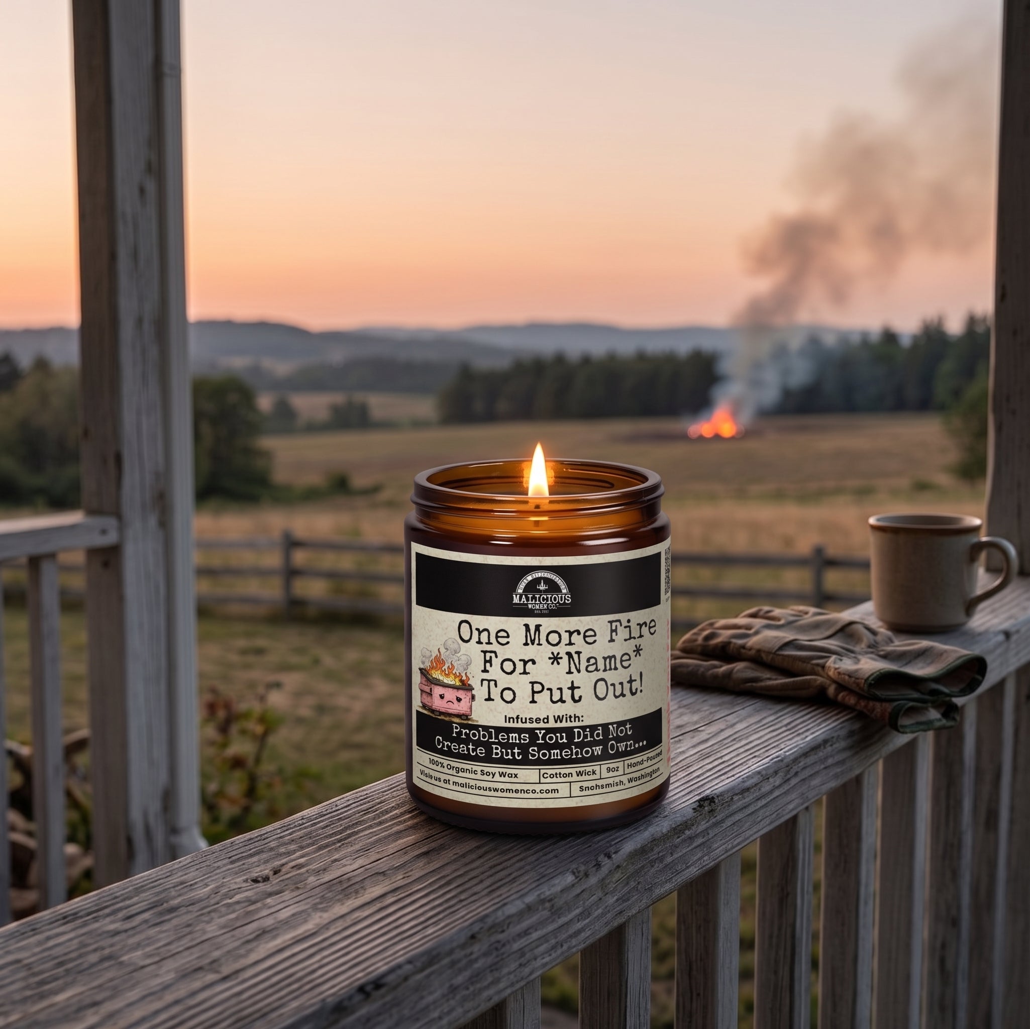 One More Fire *Custom Name* | 9oz Funny Mental Health Candle | Malicious Women Co. - Malicious Women Co. -Custom Candle