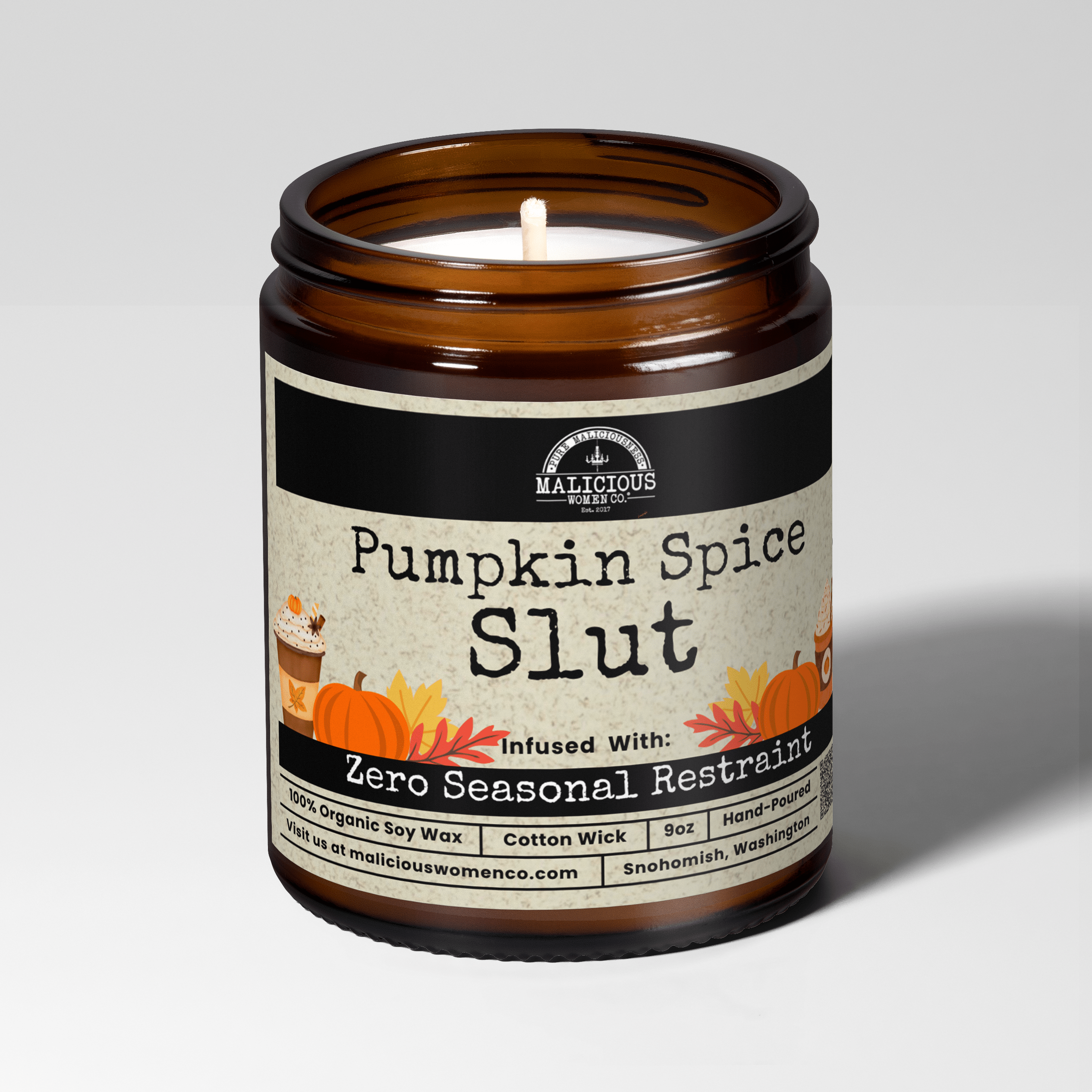 Pumpkin Spice Slut | 9oz Seasonal Candle | Malicious Women Co - Malicious Women Co. -Candle