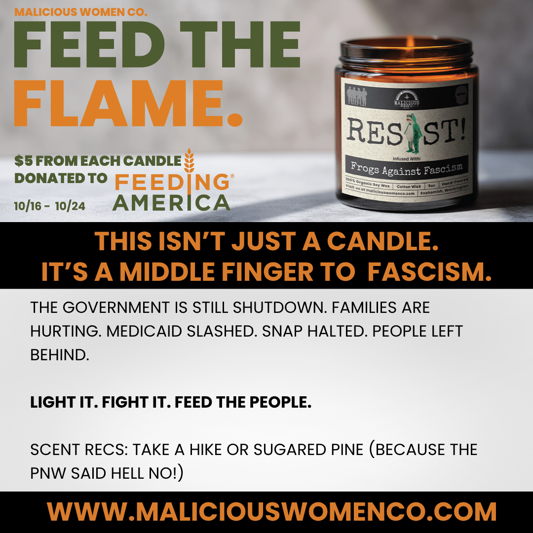 RESIST! – Frogs Against Fascism 9oz Soy Candle From Malicious Women Candle Co - Malicious Women Co. - Candle