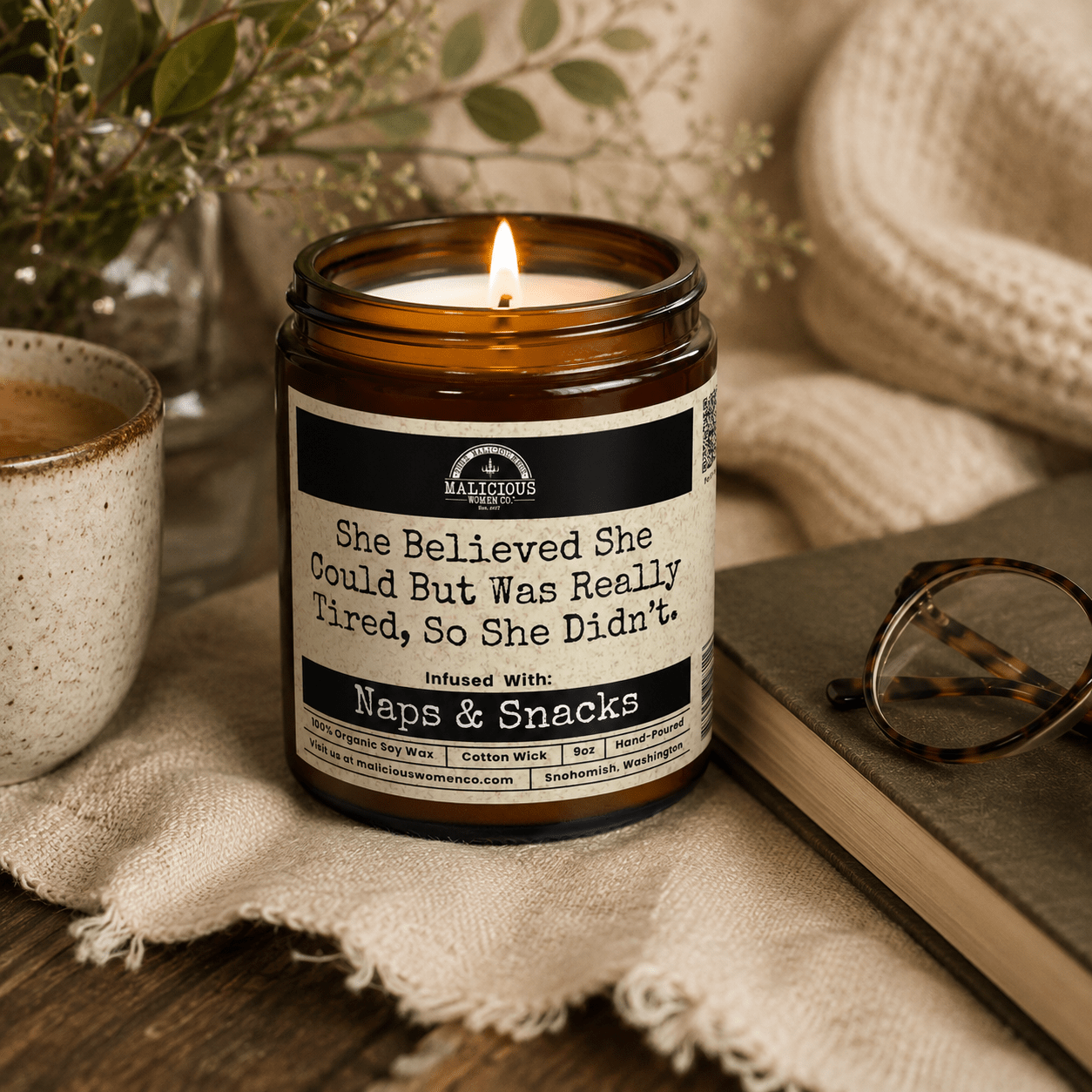 She Believed She Could But Was Really Tired | Scent: Grapefruit Negroni | 9oz Funny Candle | Malicious Women Co - Malicious Women Co. -Candle