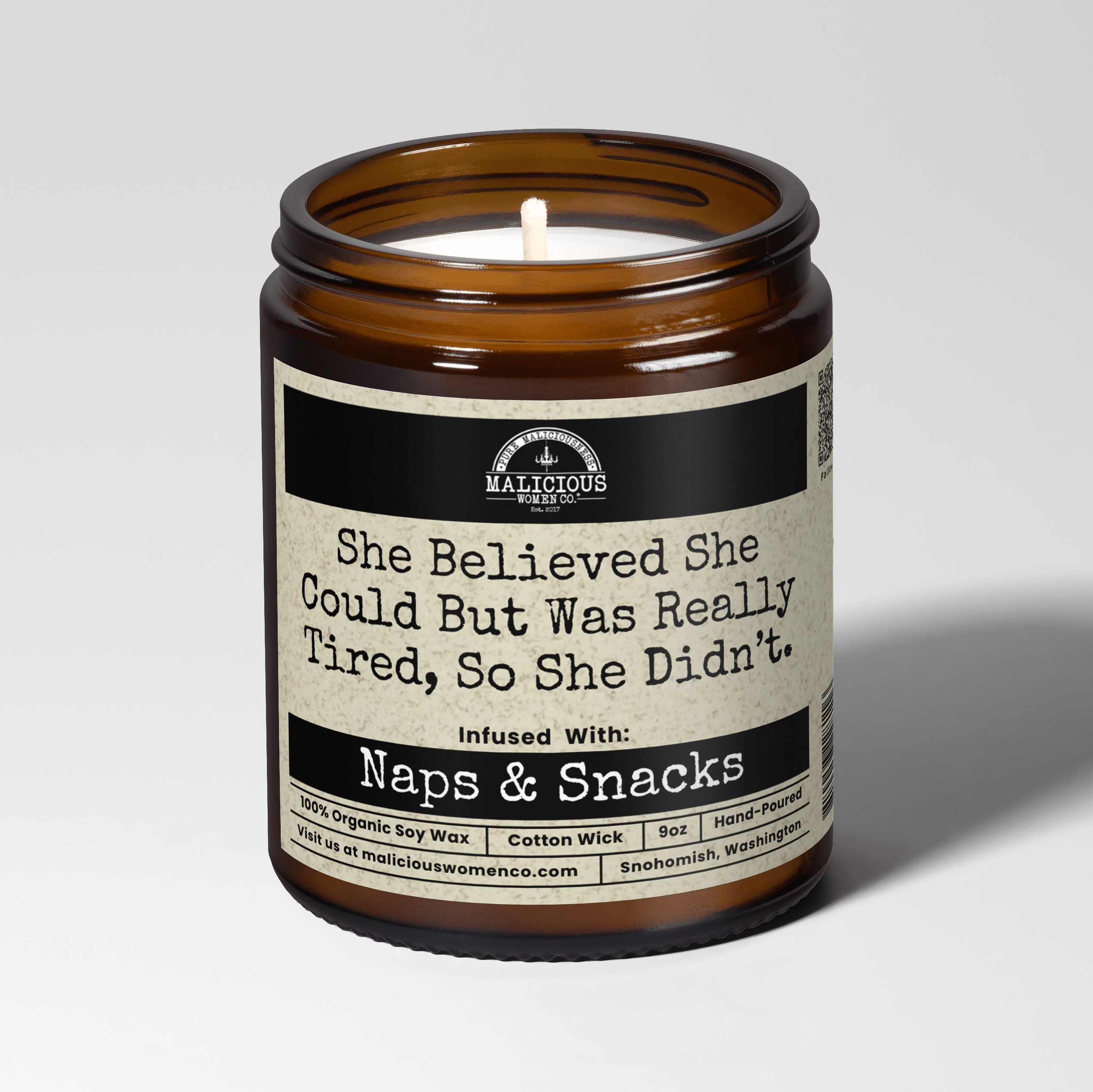She Believed She Could But Was Really Tired | Scent: Grapefruit Negroni | 9oz Funny Candle | Malicious Women Co - Malicious Women Co. -Candle