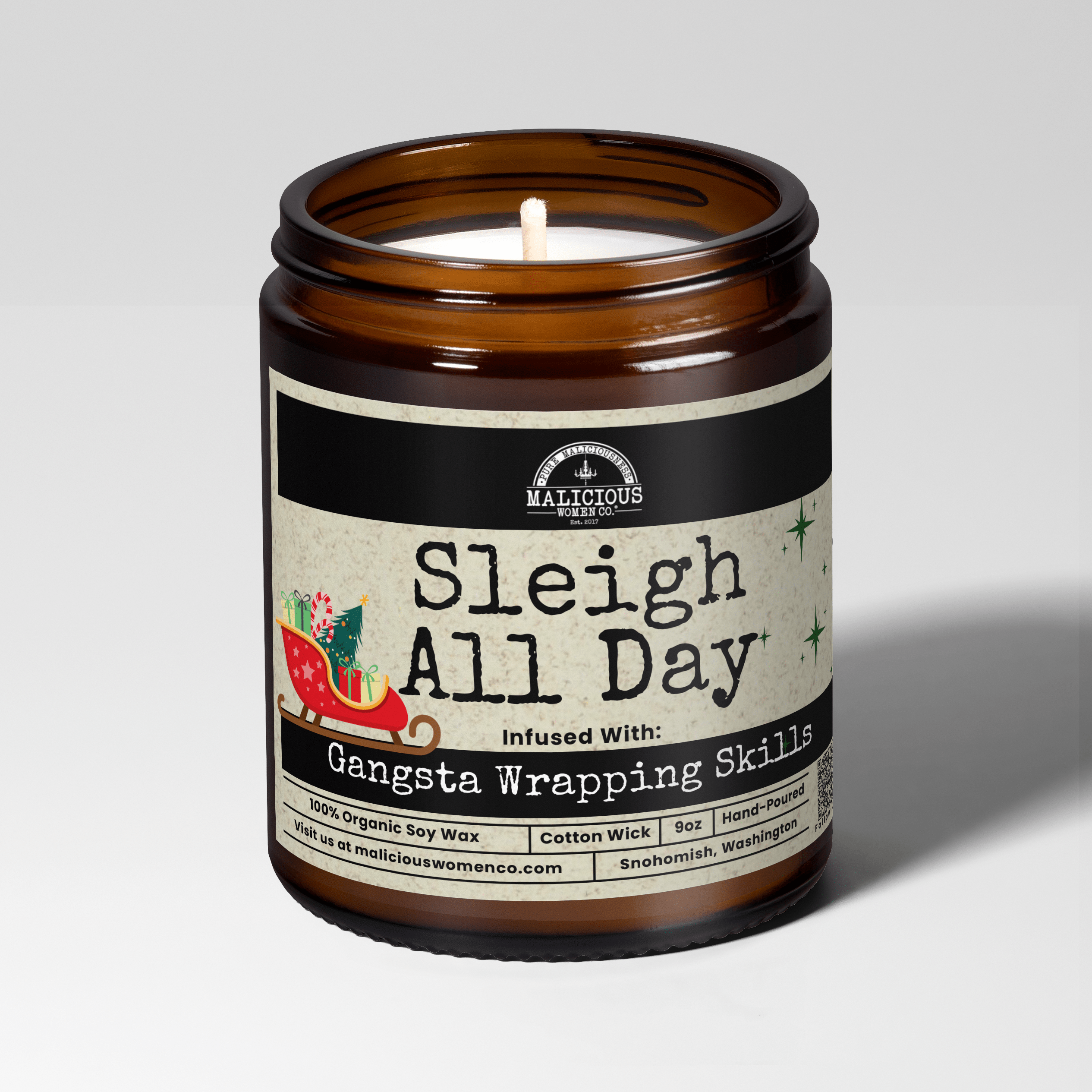 Sleigh All Day | 9oz Holiday Candle | Malicious Women Co. - Malicious Women Co.-Candle