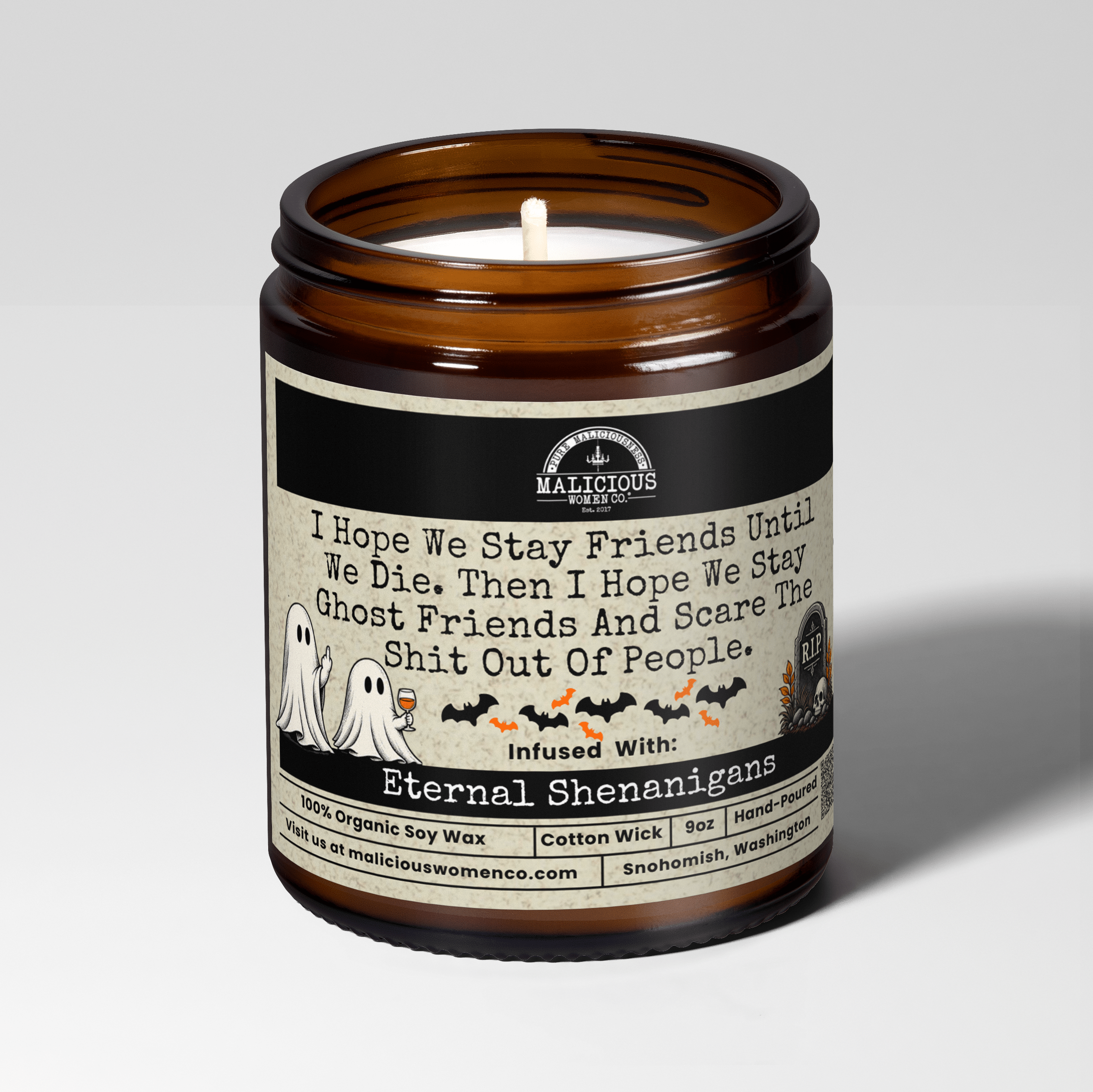 Stay Ghost Friends | 9oz Seasonal Candle | Malicious Women Co - Malicious Women Co. -Candle