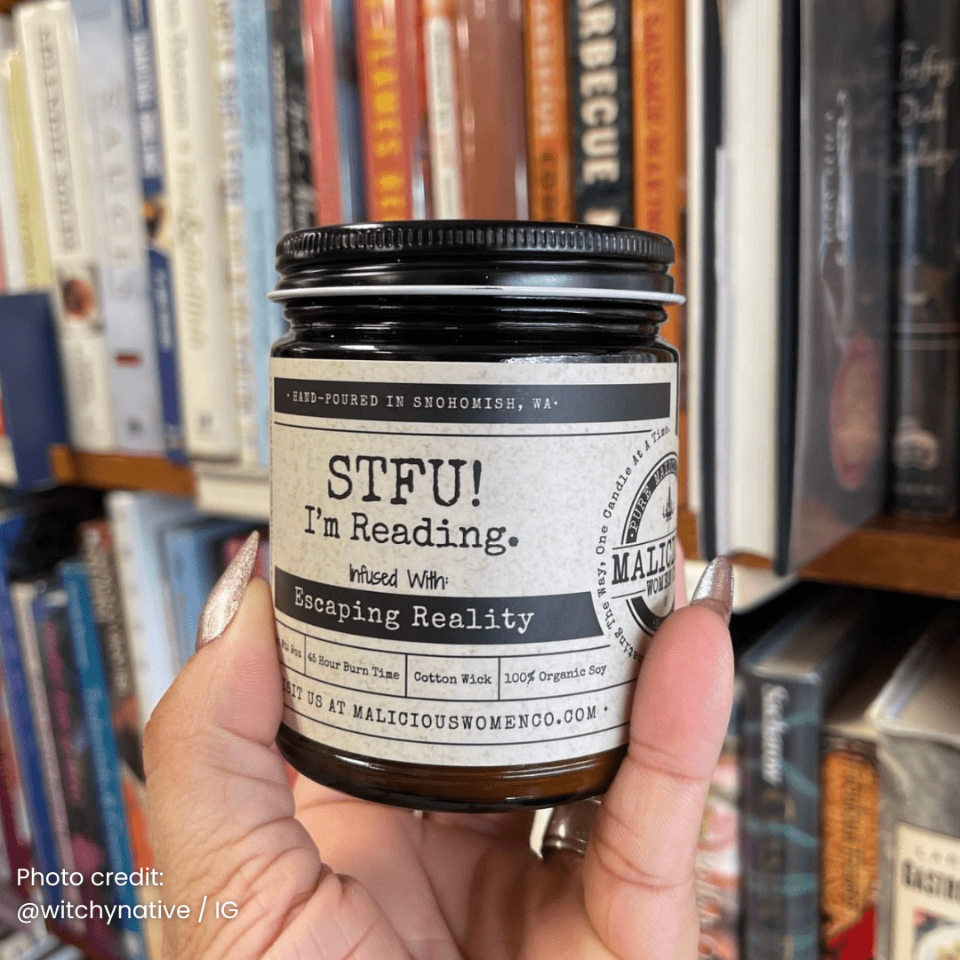 STFU I'm Reading | Scent: Sugared Pine | 9oz Funny Candle | Malicious Women Co - Malicious Women Co. -Candle