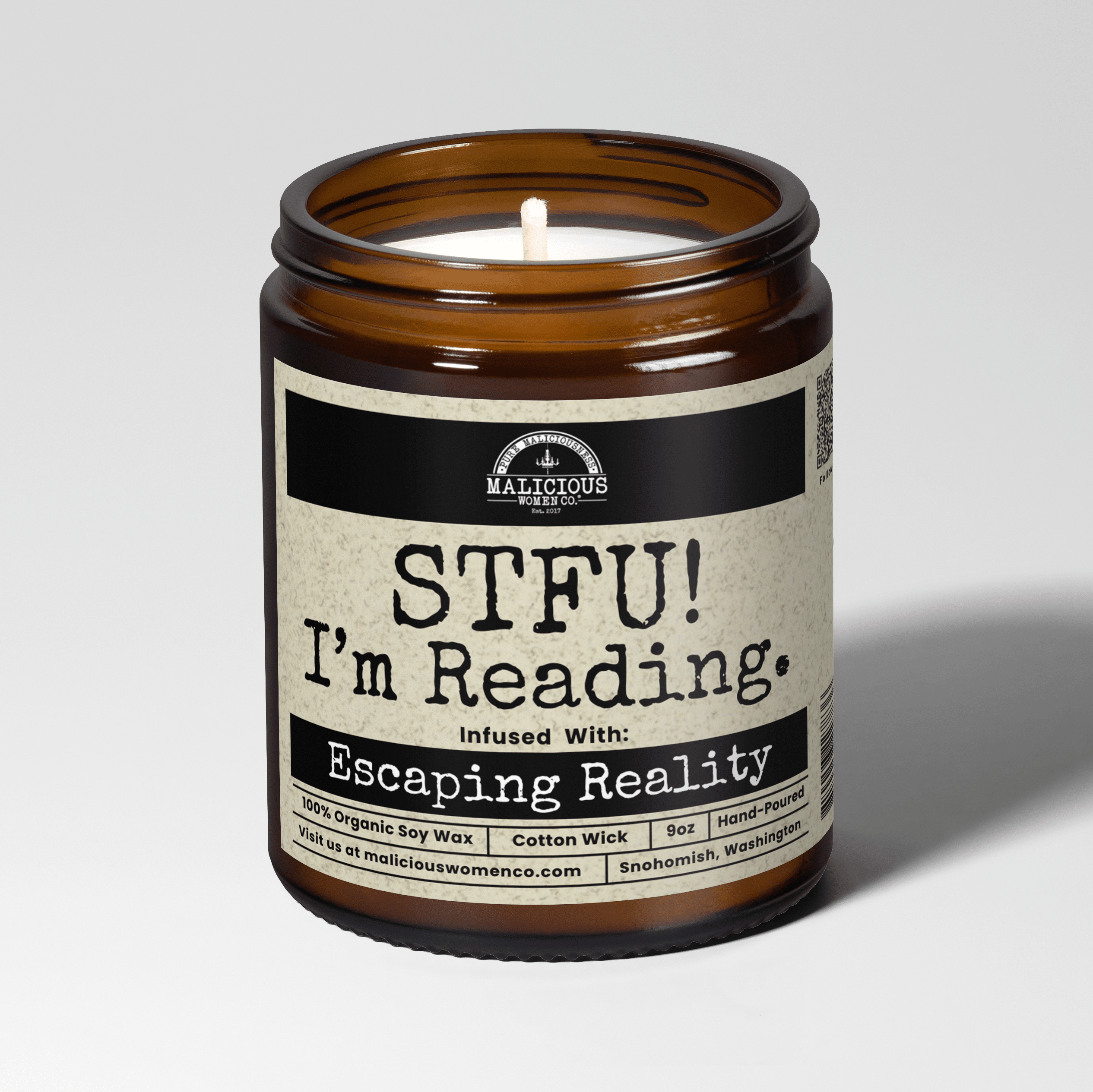 STFU I'm Reading | Scent: Sugared Pine | 9oz Funny Candle | Malicious Women Co - Malicious Women Co. -Candle