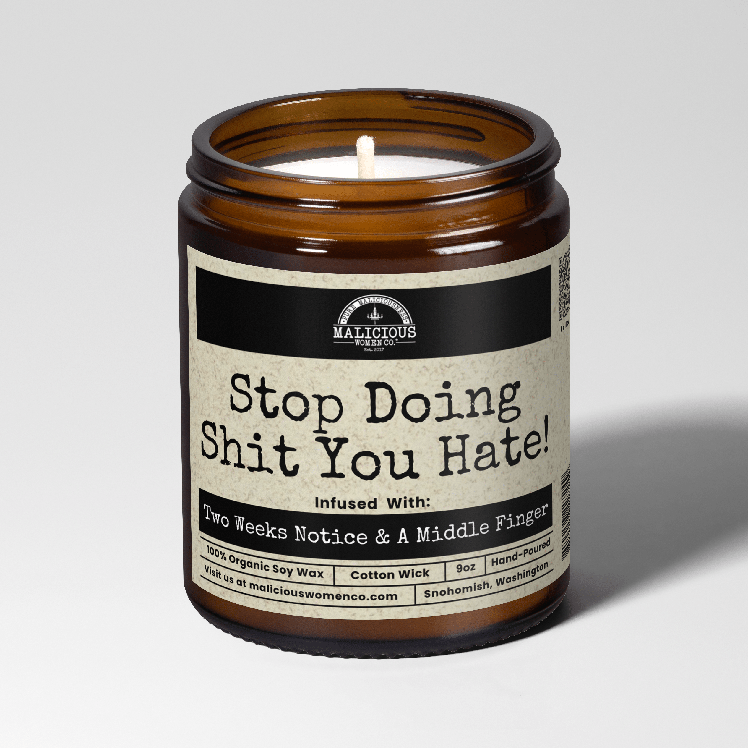 Stop Doing Shit You Hate 9oz Mental Health Candle Malicious Women Co - Malicious Women Co. - Candles
