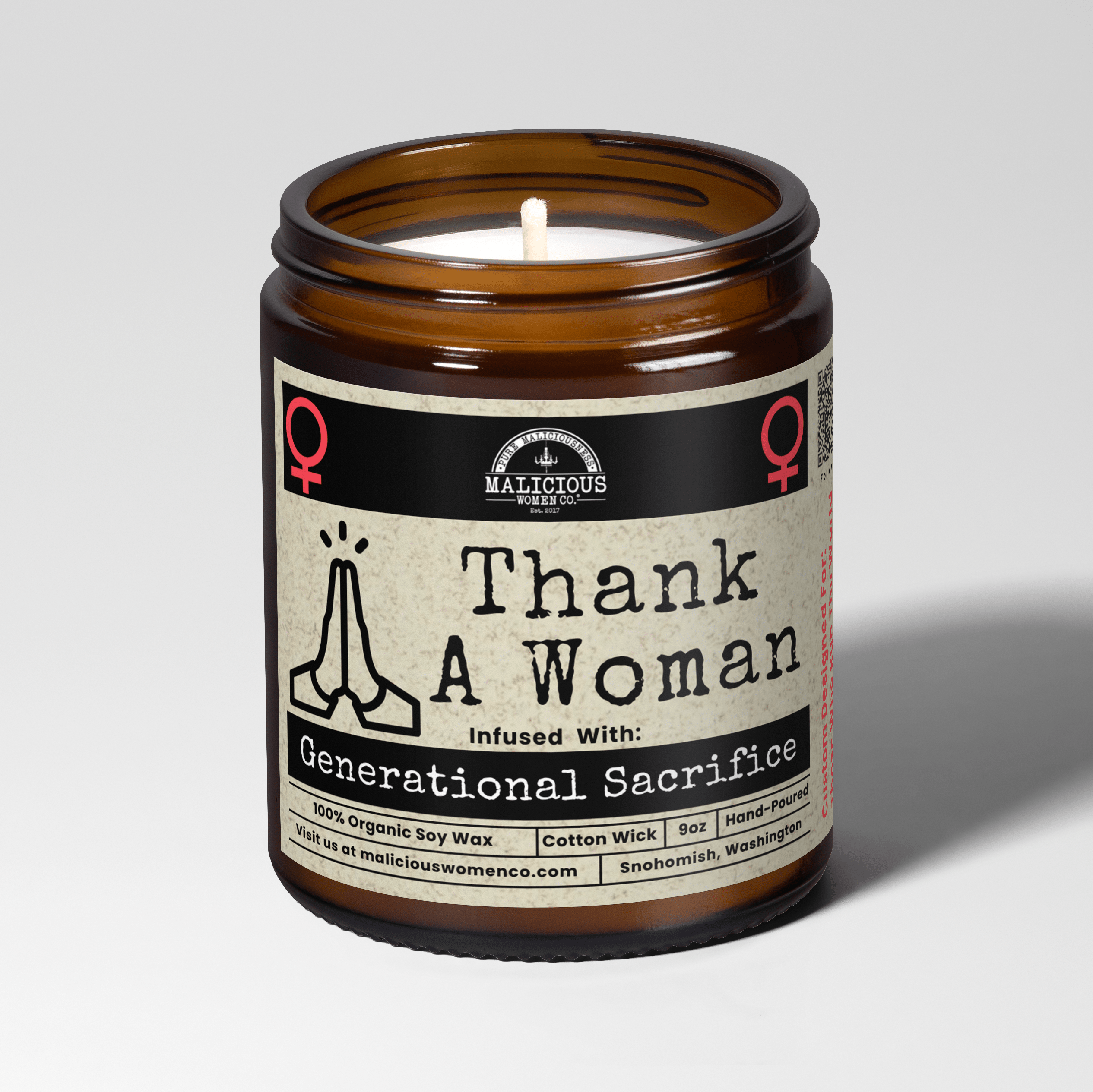 Thank A Woman 9oz Political Soy Candle - Malicious Women Co. - Candle