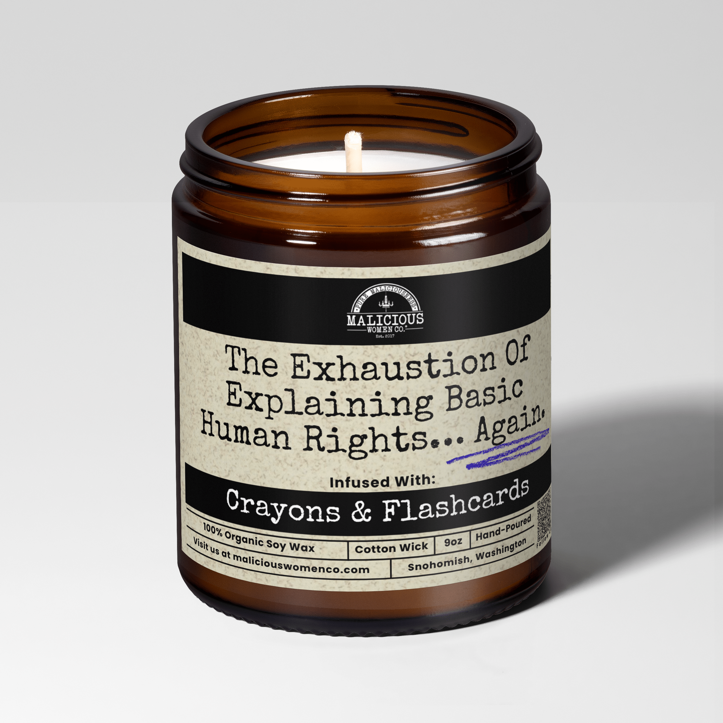 The Exhaustion of Explaining Basic Human Rights... Again | Scent: Black Plum & Fig | 9oz Political Candle | Malicious Women Co - Malicious Women Co.-Candle