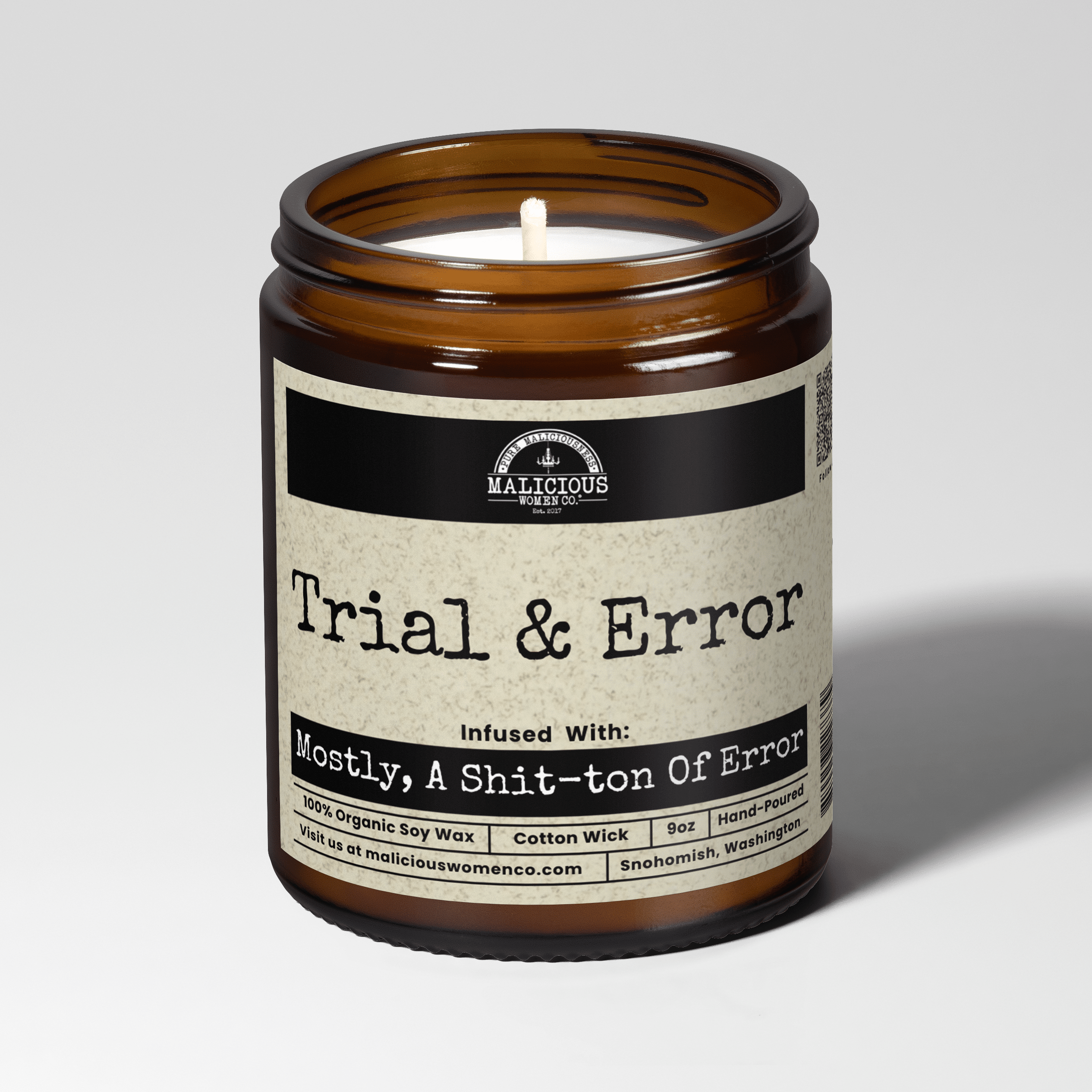 Trial & Error | Scent: Frooty Loops | 9oz Funny Candle | Malicious Women Co - Malicious Women Co. -Candle