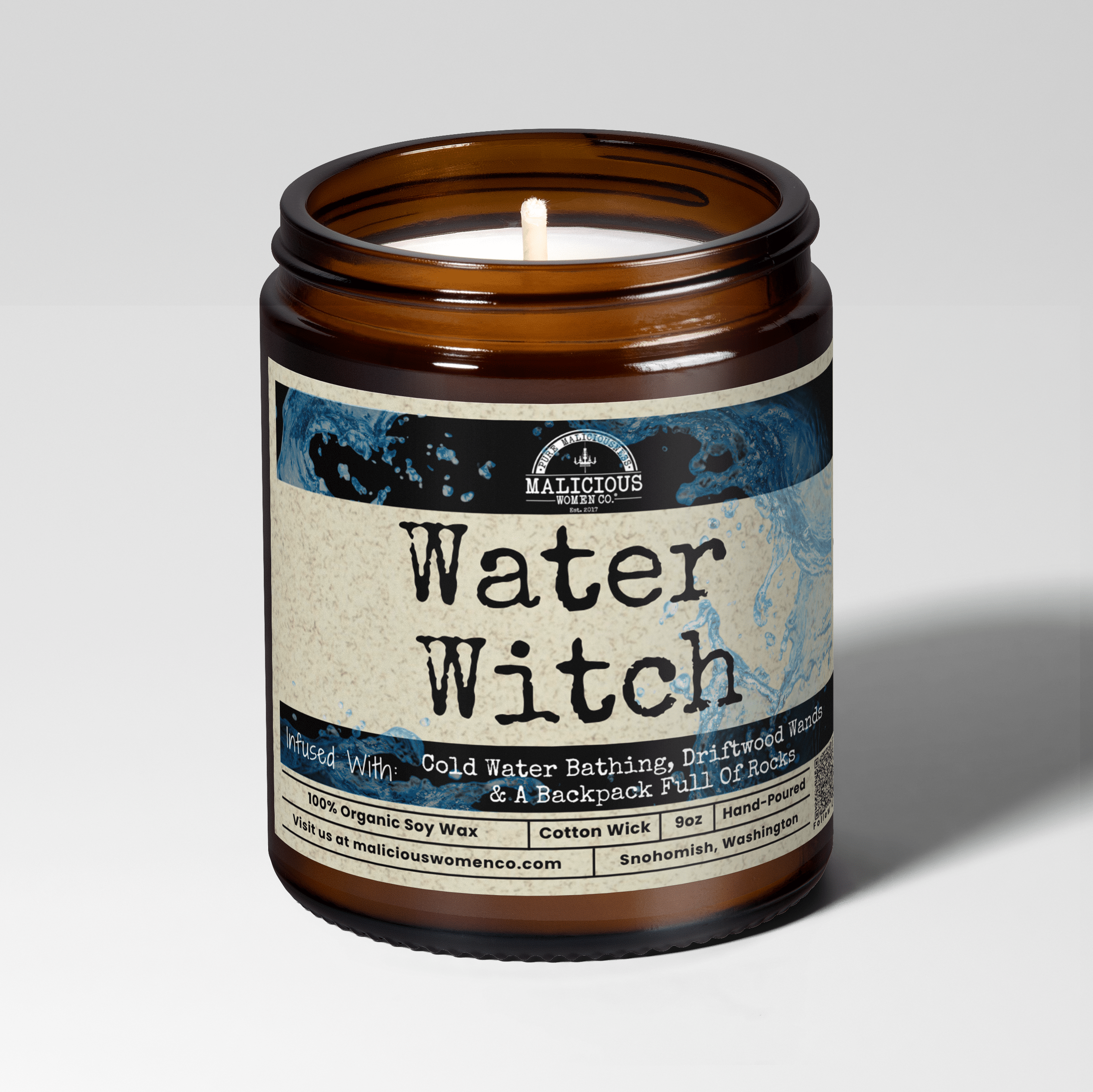 Water Witch | Scent: Sage & Sea Salt | 9oz Witch Candle | Malicious Women Co - Malicious Women Co.-Candle