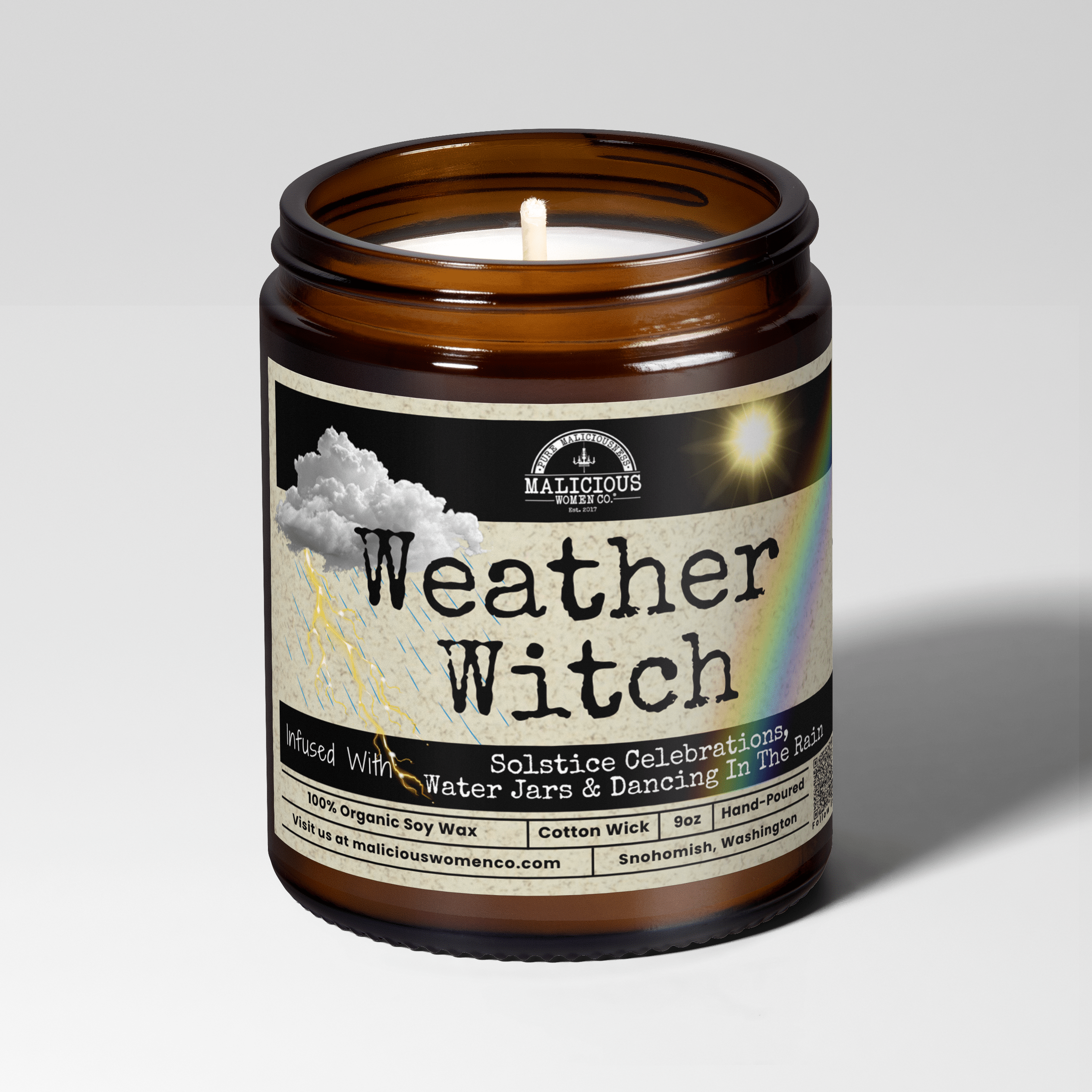 Weather Witch | Scent: Jasmine & Eucalyptus | 9oz Witch Candle | Malicious Women Co - Malicious Women Co.-Candle
