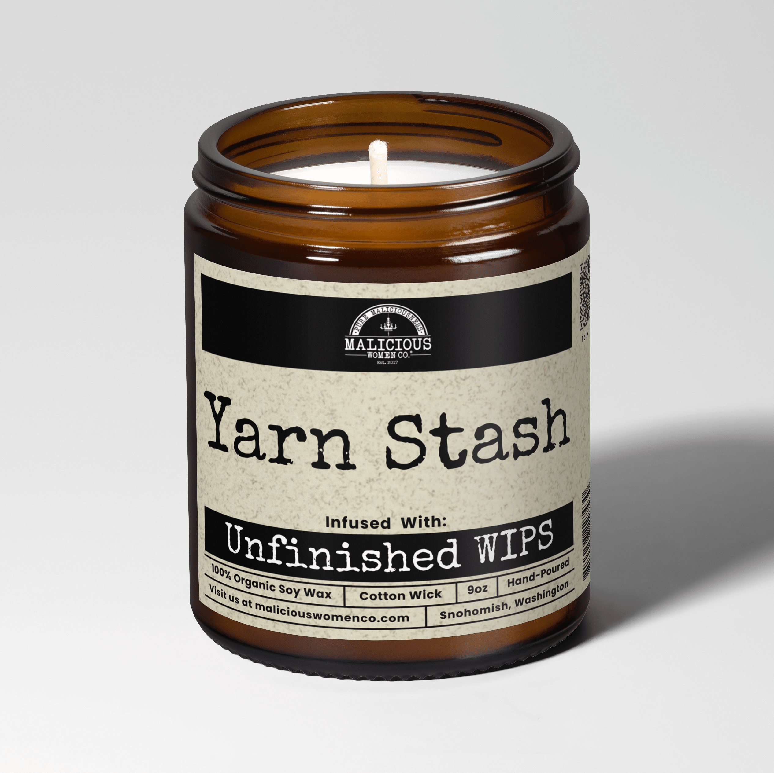 Yarn Stash | Scent: Apricot Freesia | 9oz Funny Candle | Malicious Women Co - Malicious Women Co. -Candle